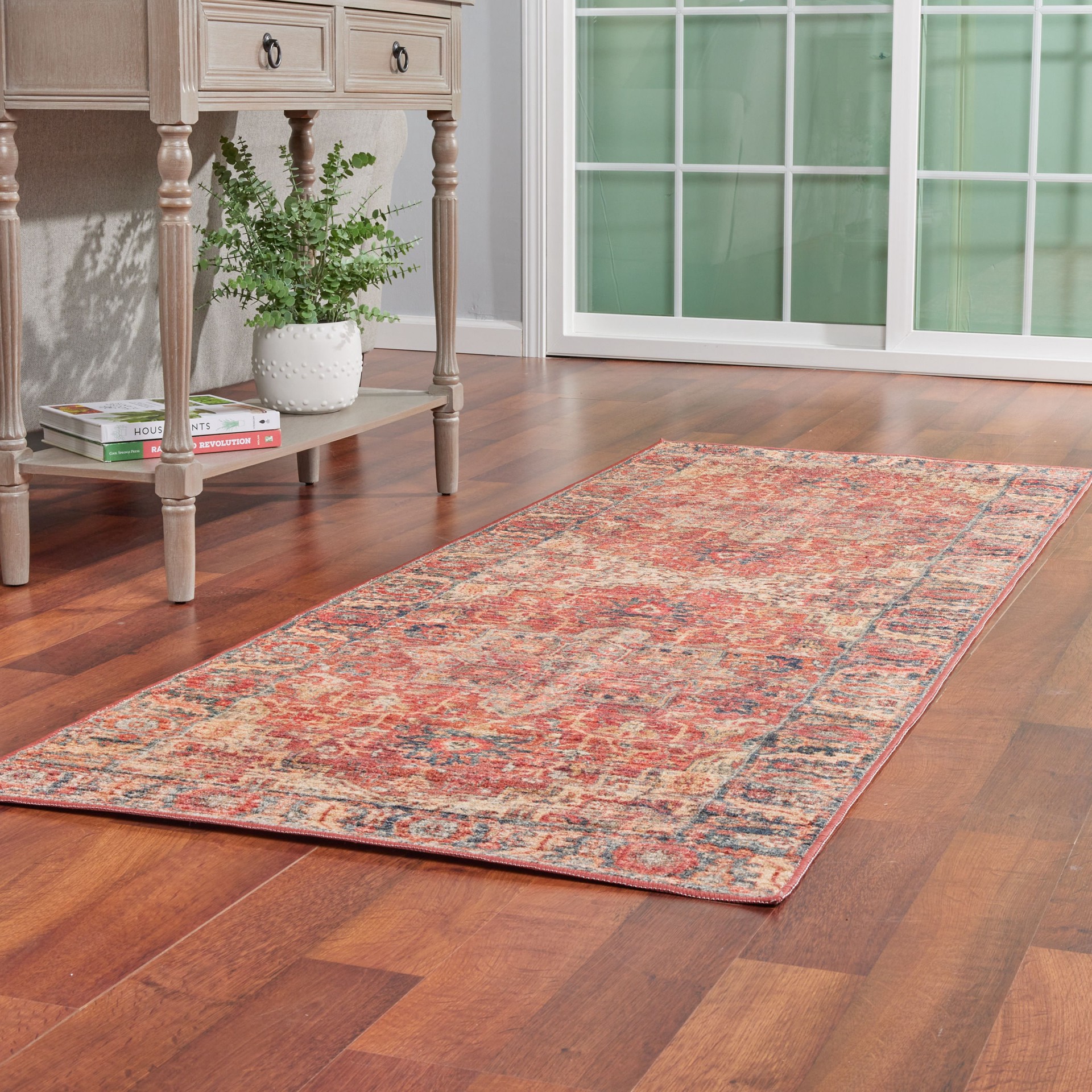 slide 6 of 6, allen + roth Terra Medallion 2 x 8 (ft) Loomed Rust Rectangular Indoor Medallion Persian Machine washable Pet Friendly Runner rug, 1 ct