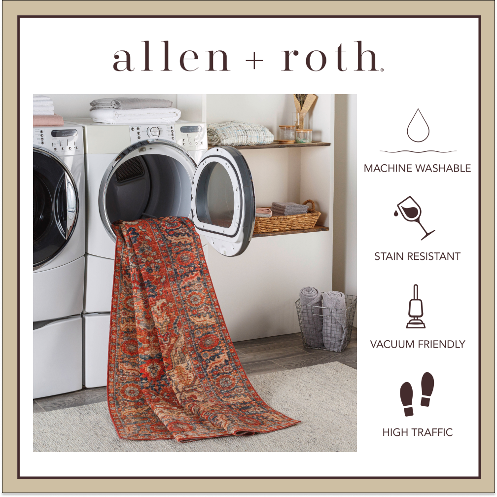 slide 3 of 6, allen + roth Terra Medallion 2 x 4 (ft) Loomed Rust Rectangular Indoor Medallion Persian Pet Friendly Area rug, 1 ct