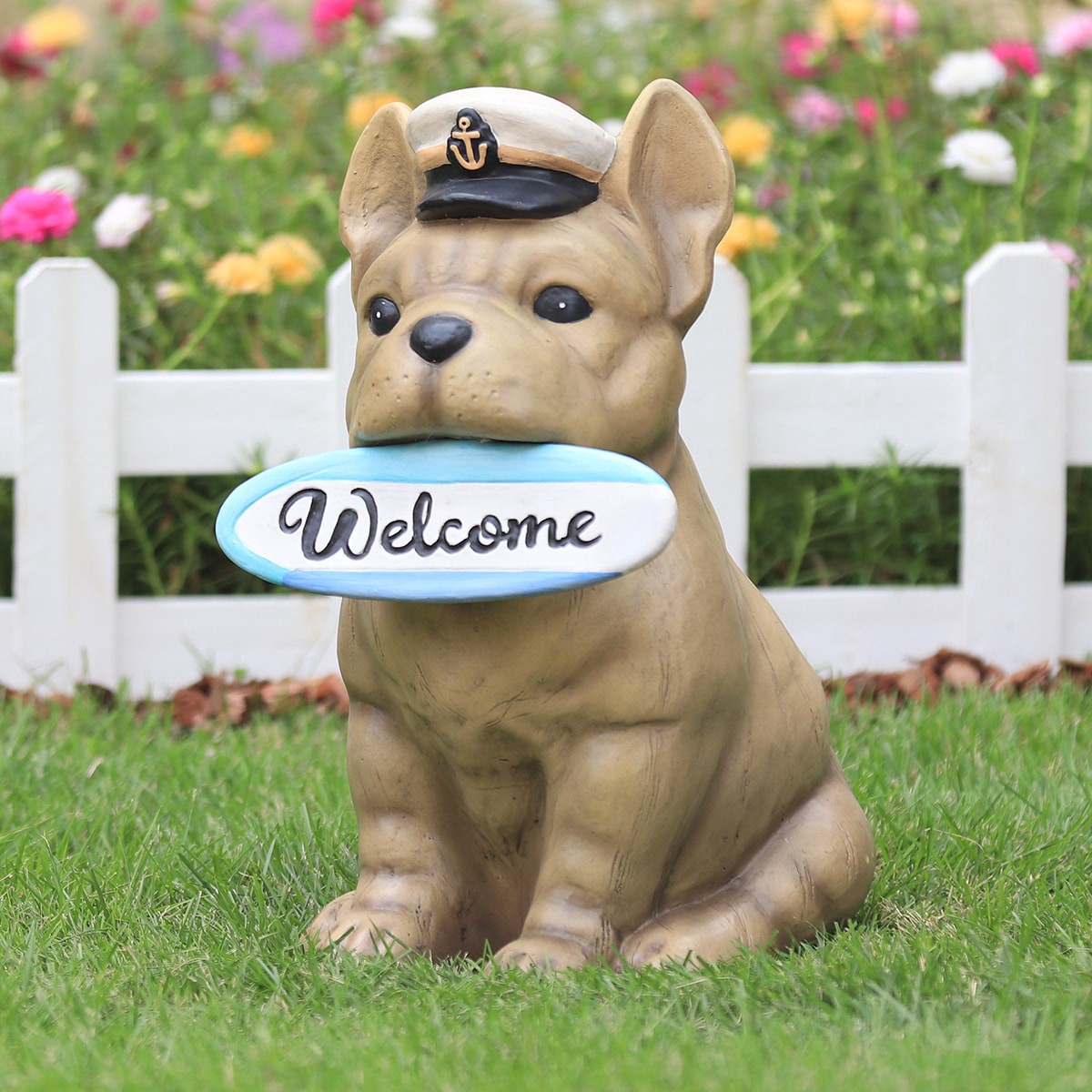 slide 6 of 6, Style Selections 13.50-in H x 7.88-in W Brown Dog Garden Statue, 1 ct