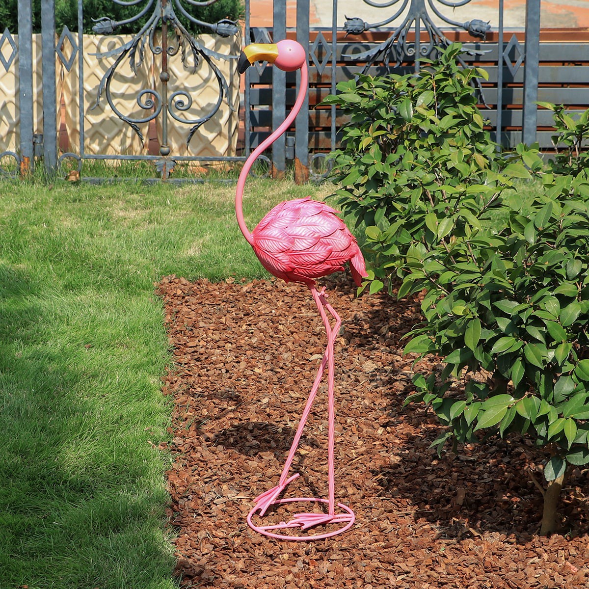 slide 3 of 6, Style Selections 36-in H x 9.5-in W Pink Flamingo Garden Statue, 1 ct