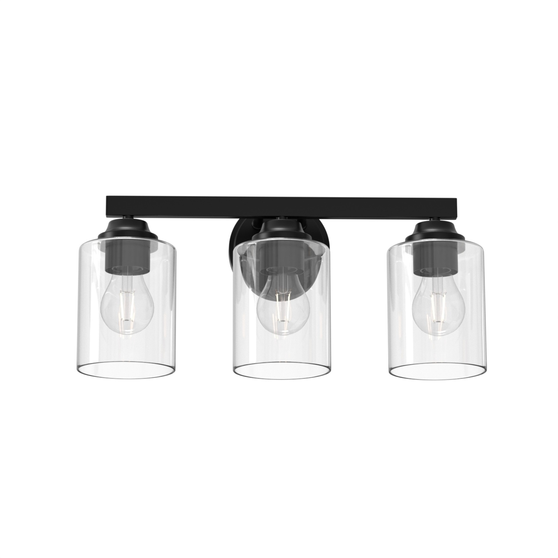 slide 5 of 6, allen + roth Emeryson 17.75-in 3 -Light Matte Black Transitional Vanity light, 1 ct