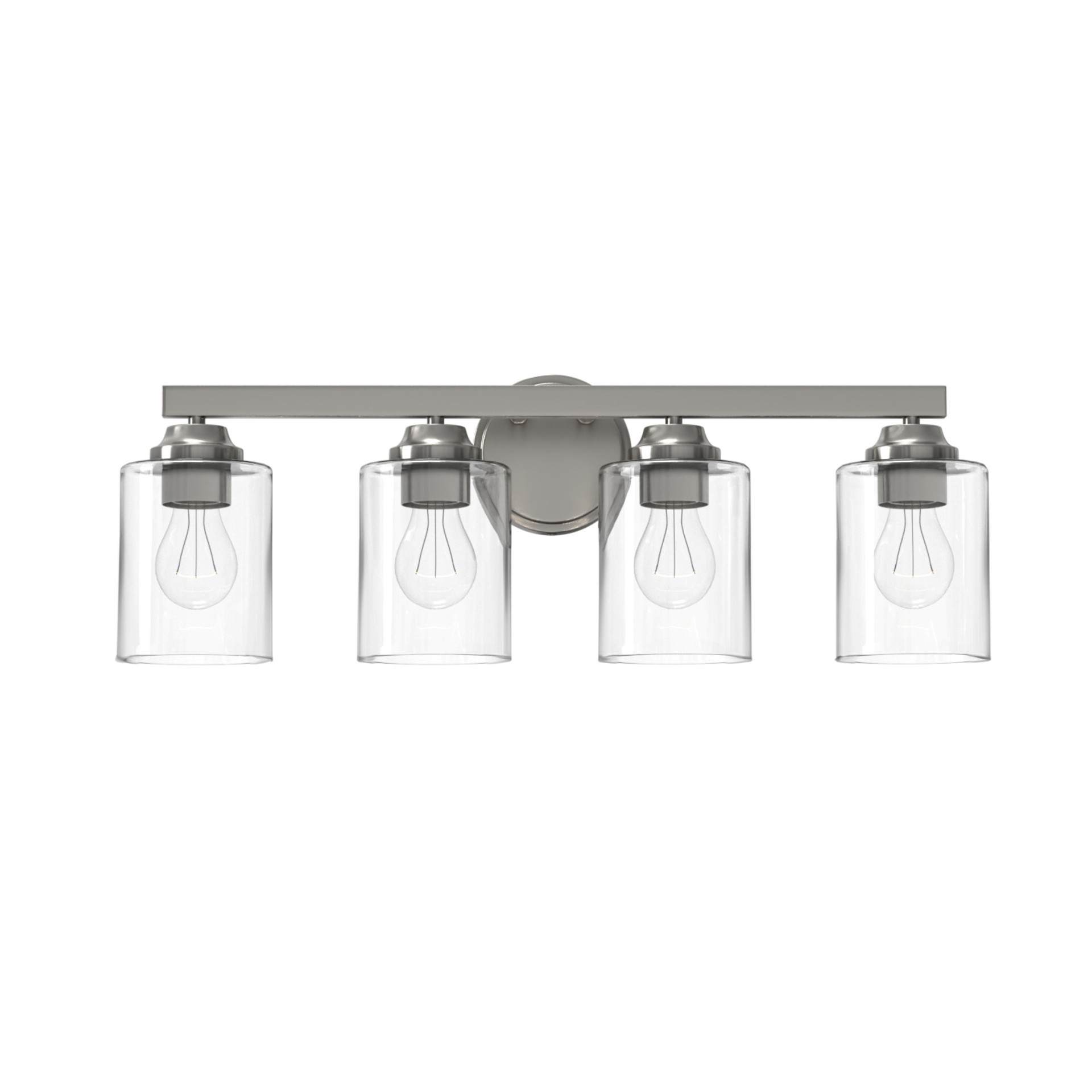 slide 5 of 6, allen + roth Emeryson 24.5-in 4 -Light Brushed Nickel Transitional Vanity light, 1 ct