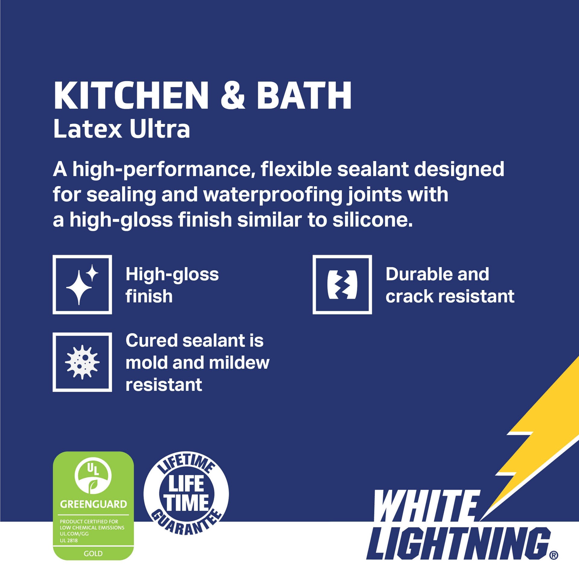slide 2 of 6, White Lightning Kitchen and Bath Latex Ultra 10-oz White Paintable Latex Caulk, 1 ct