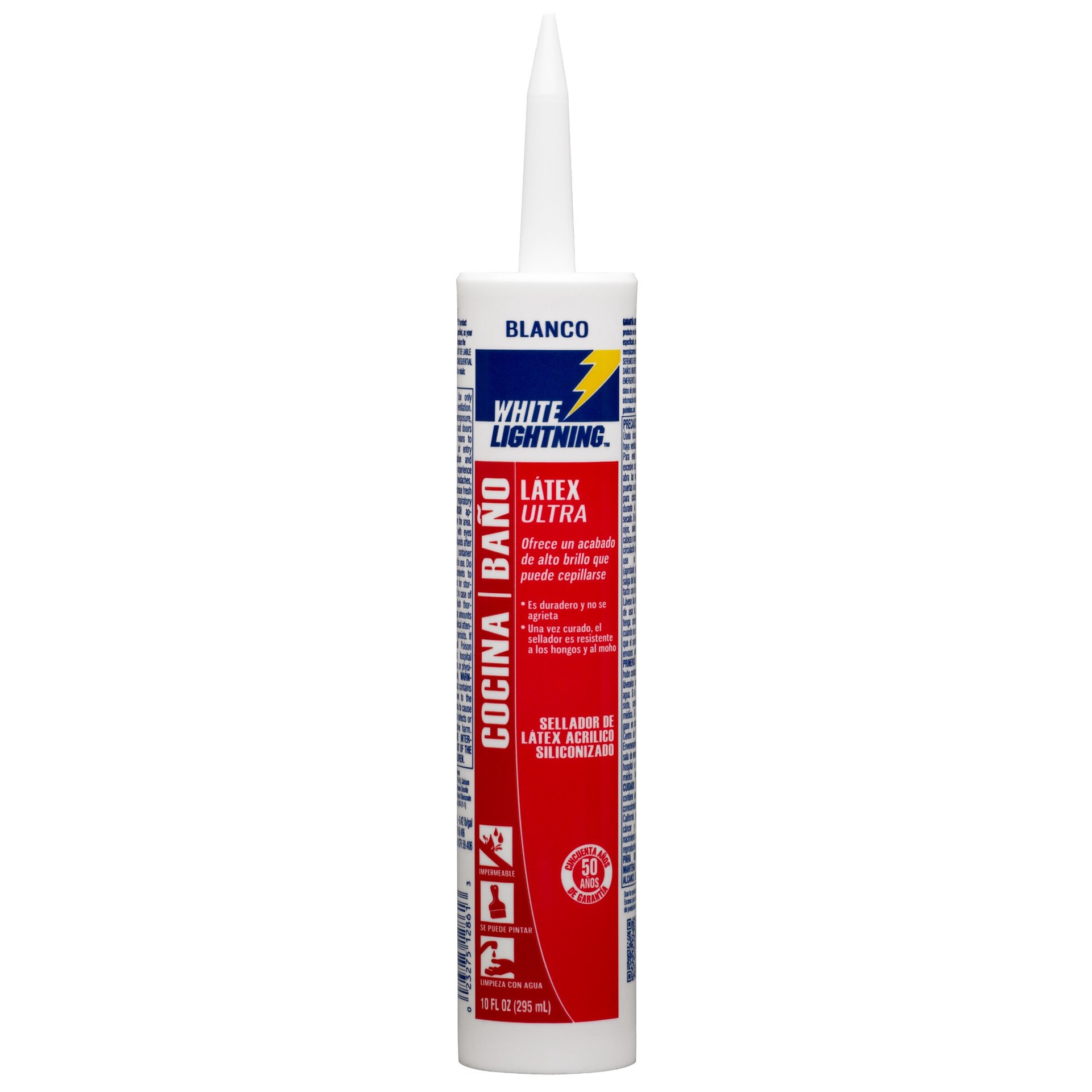 slide 3 of 6, White Lightning Kitchen and Bath Latex Ultra 10-oz White Paintable Latex Caulk, 1 ct
