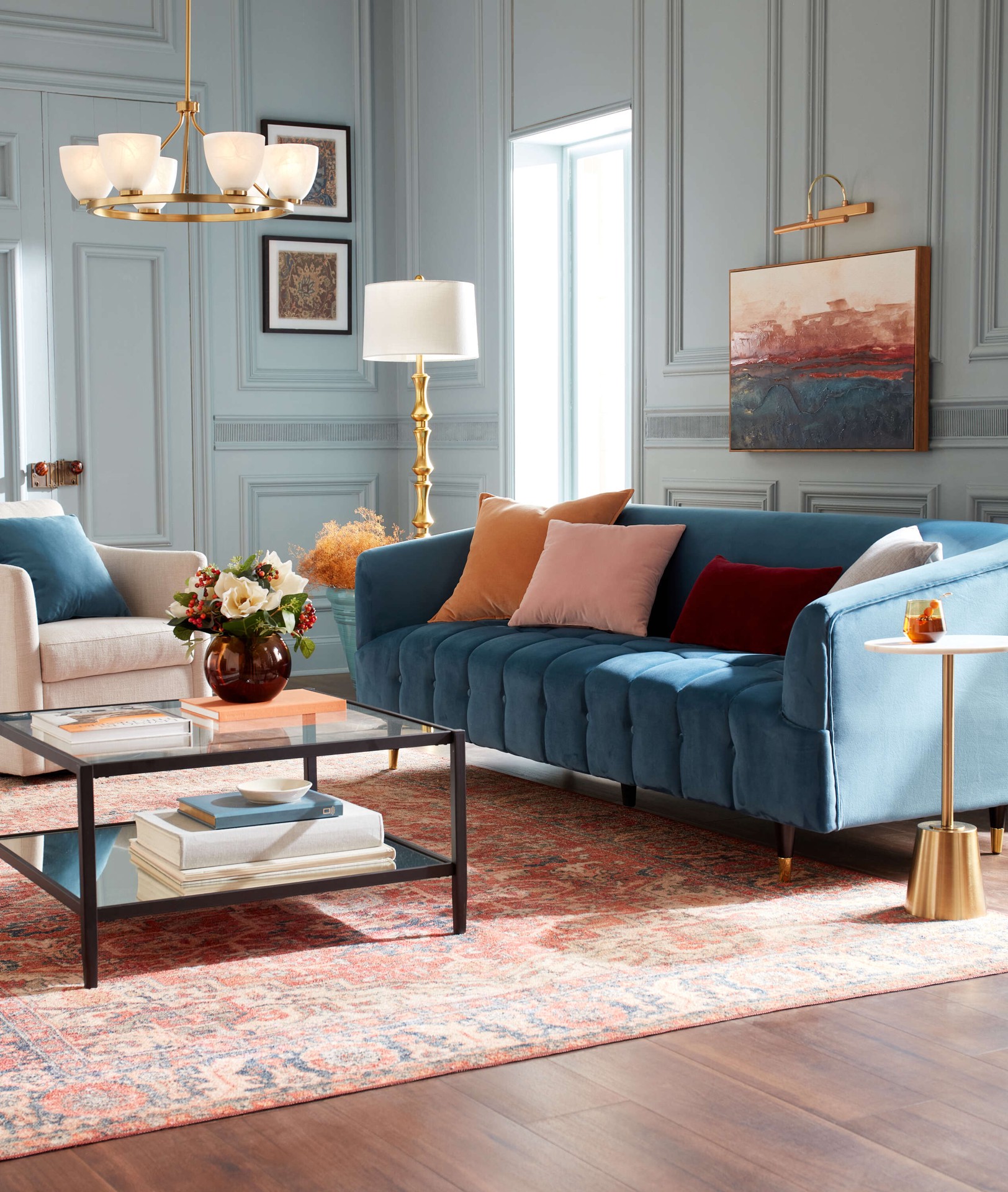 slide 3 of 6, allen + roth Terra Medallion 5 x 8 (ft) Loomed Rust Rectangular Indoor Medallion Persian Machine washable Pet Friendly Area rug, 1 ct