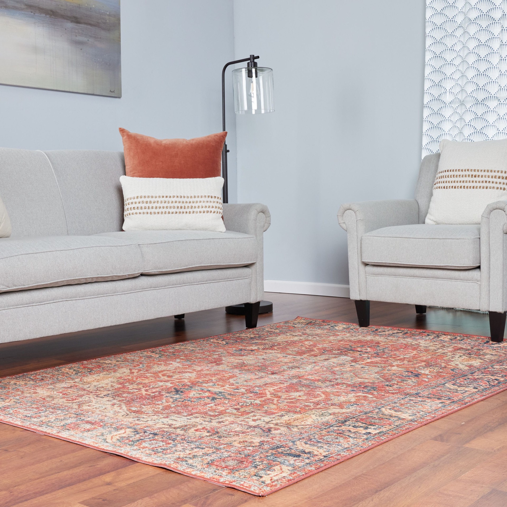 slide 5 of 6, allen + roth Terra Medallion 5 x 8 (ft) Loomed Rust Rectangular Indoor Medallion Persian Machine washable Pet Friendly Area rug, 1 ct