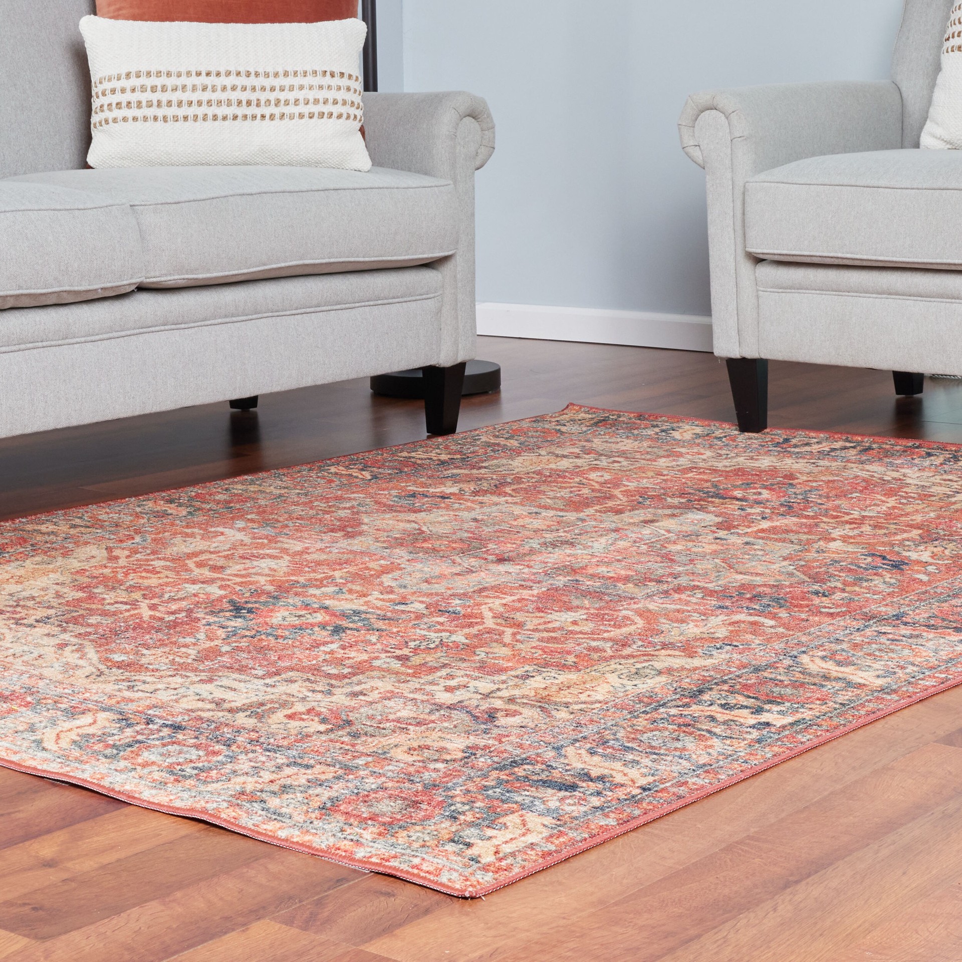 slide 6 of 6, allen + roth Terra Medallion 5 x 8 (ft) Loomed Rust Rectangular Indoor Medallion Persian Machine washable Pet Friendly Area rug, 1 ct