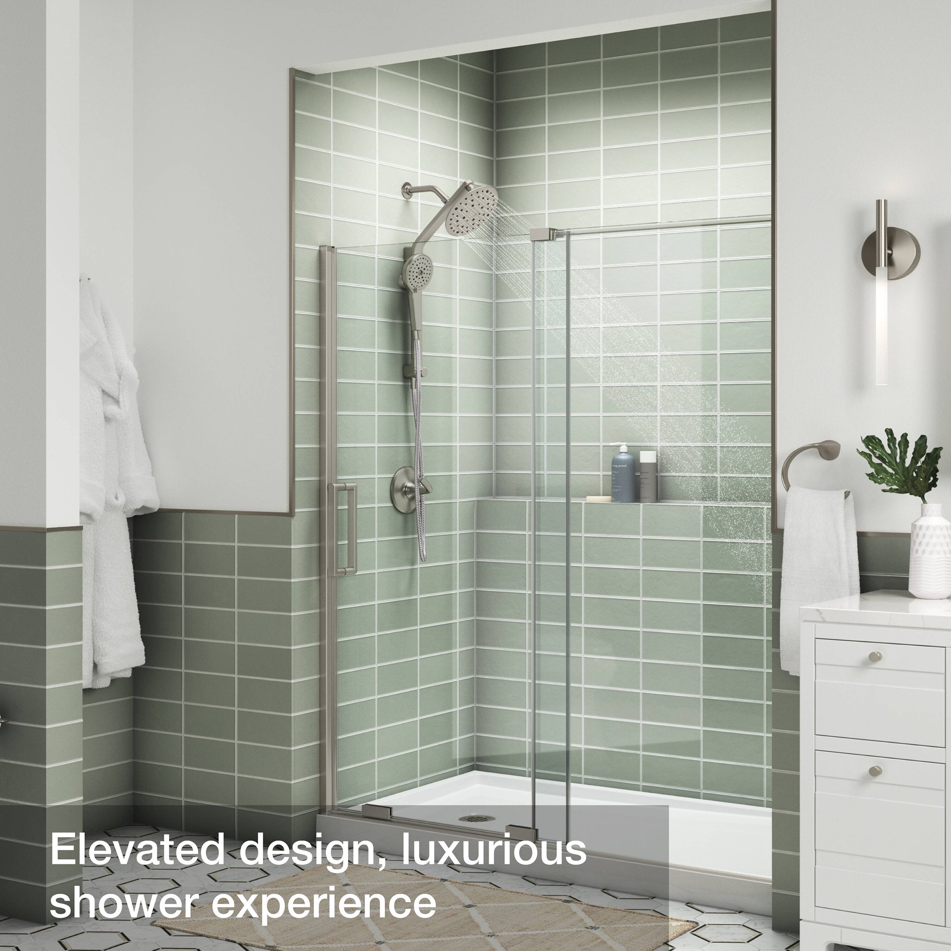 slide 2 of 6, KOHLER Raindet Vibrant Brushed Nickel 7.94-in Shower Faucet Bar System with 3-way Diverter, 1 ct