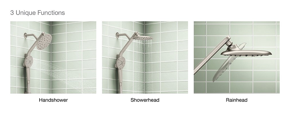 slide 4 of 6, KOHLER Raindet Vibrant Brushed Nickel 7.94-in Shower Faucet Bar System with 3-way Diverter, 1 ct
