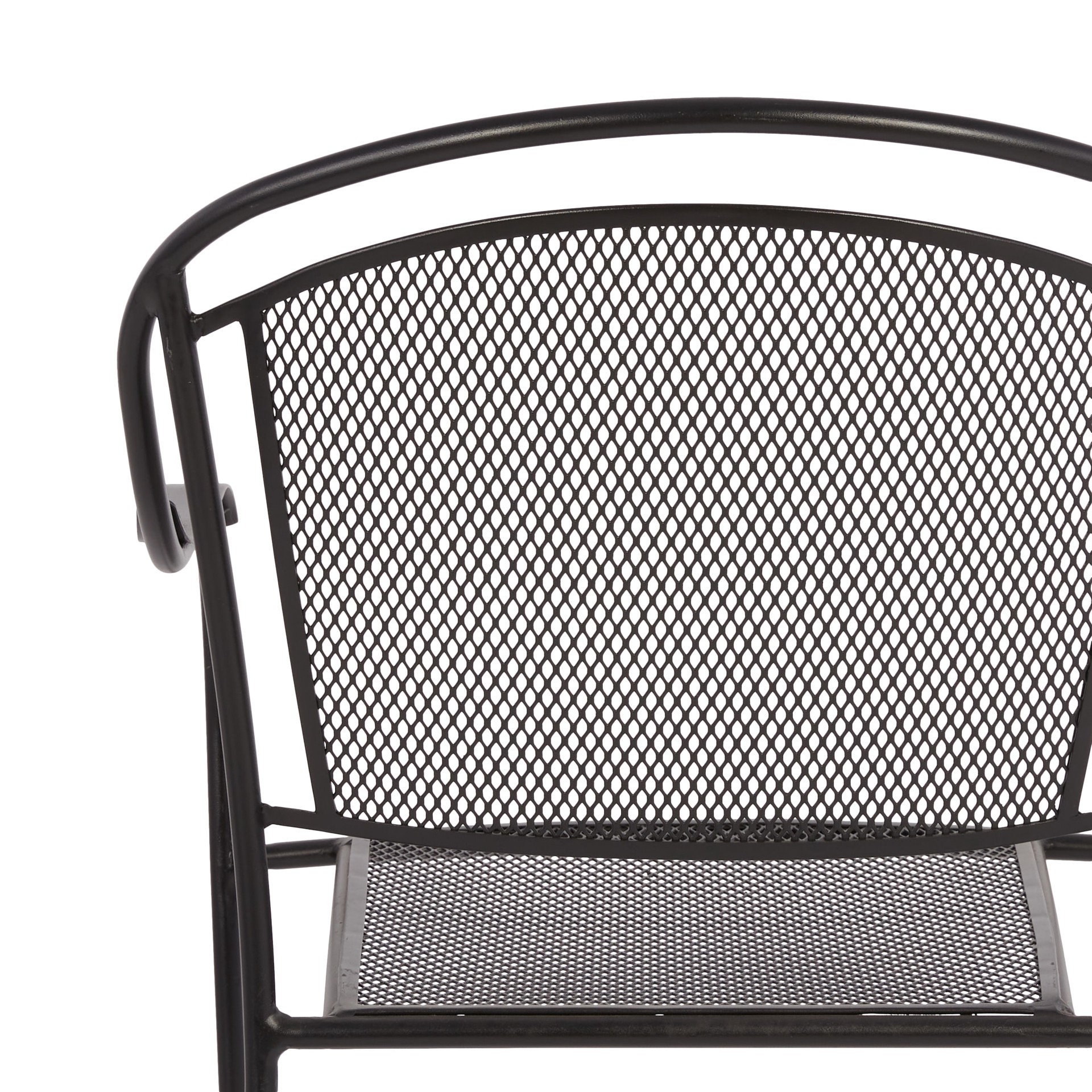 slide 5 of 6, Style Selections Davenport Stackable Black Steel Frame Stationary Dining Chair with Mesh Seat, 1 ct