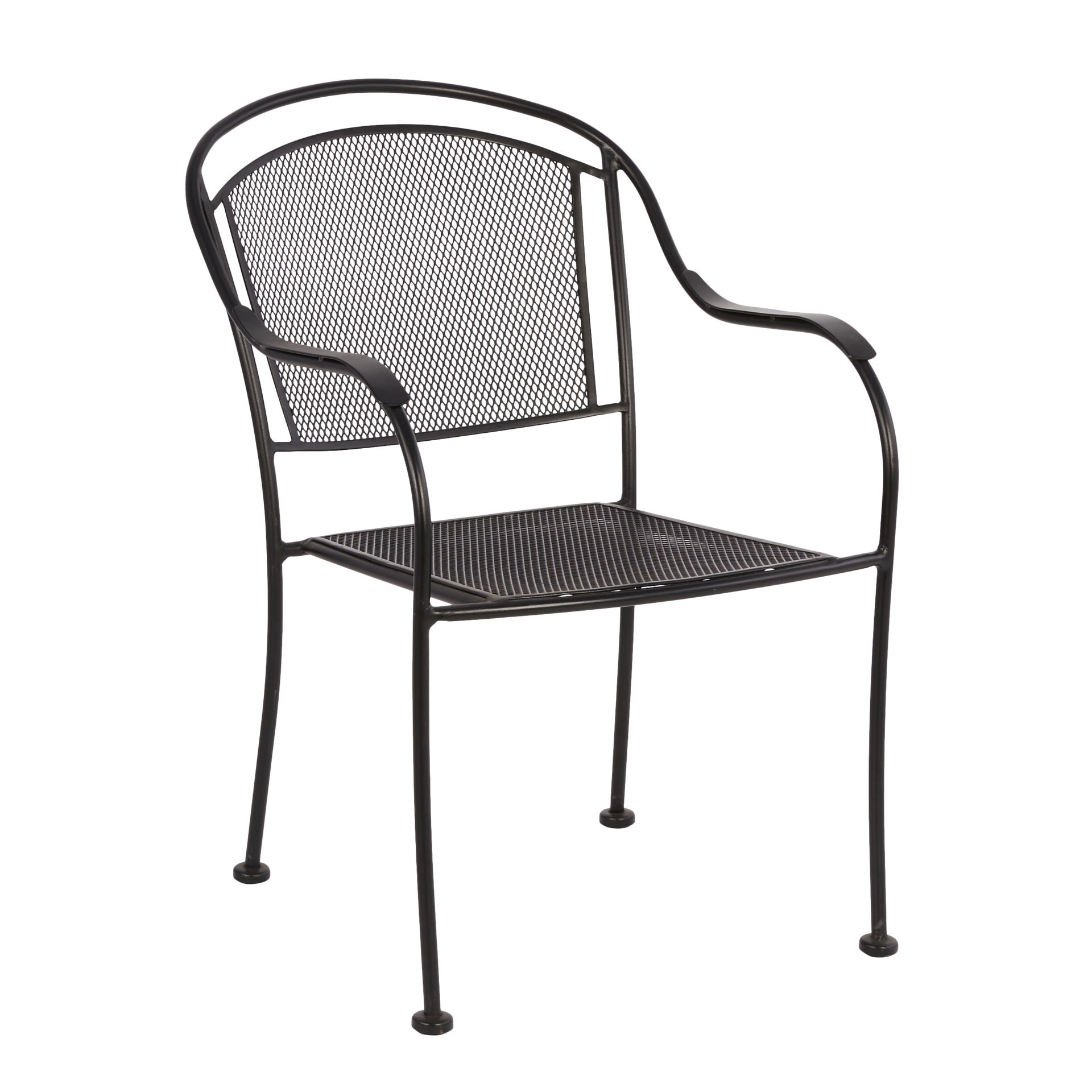 slide 1 of 6, Style Selections Davenport Stackable Black Steel Frame Stationary Dining Chair with Mesh Seat, 1 ct