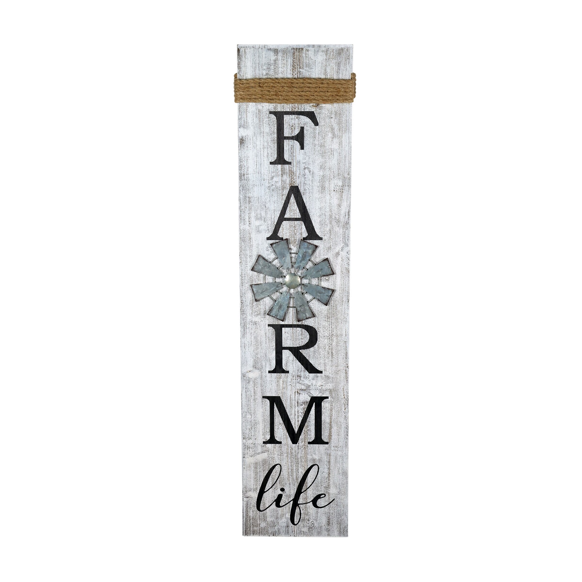 slide 3 of 6, Style Selections Farm Life Porch Greeter Style Selections Multiple colors/finishes 36.22-in H x 7.87-in W Country Wood Wall panel, 1 ct