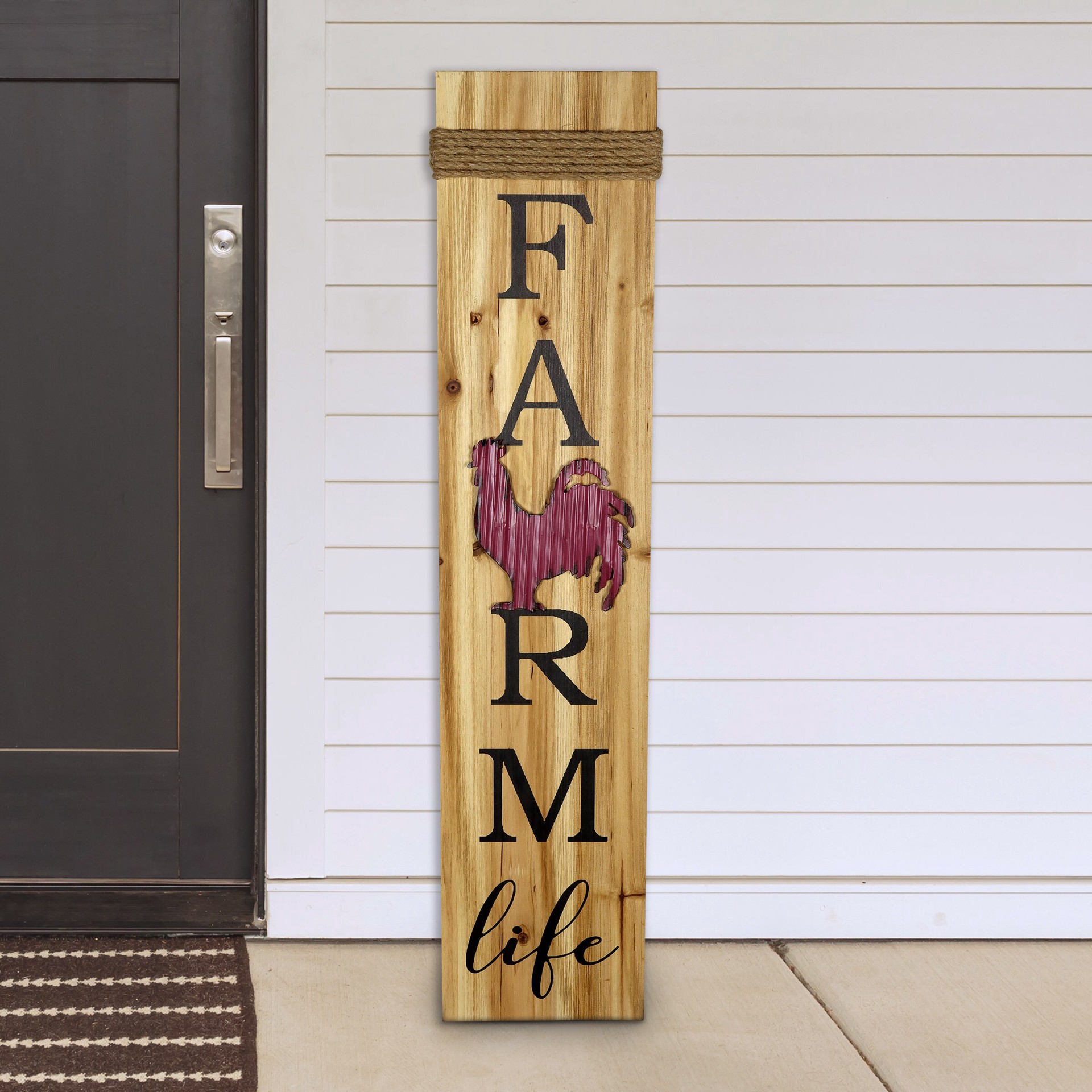 slide 5 of 6, Style Selections Farm Life Porch Greeter Style Selections Multiple colors/finishes 36.22-in H x 7.87-in W Country Wood Wall panel, 1 ct