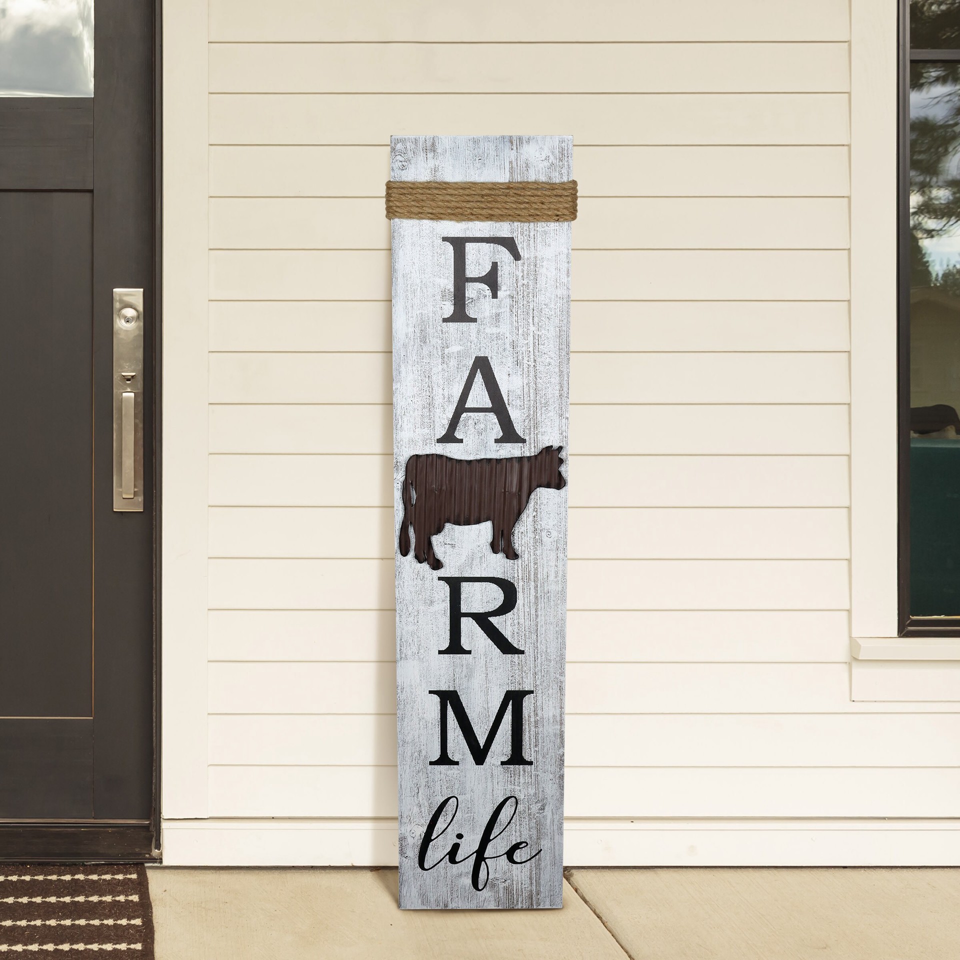 slide 6 of 6, Style Selections Farm Life Porch Greeter Style Selections Multiple colors/finishes 36.22-in H x 7.87-in W Country Wood Wall panel, 1 ct
