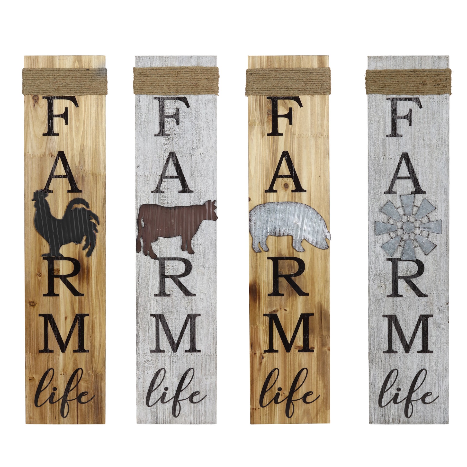 slide 1 of 6, Style Selections Farm Life Porch Greeter Style Selections Multiple colors/finishes 36.22-in H x 7.87-in W Country Wood Wall panel, 1 ct