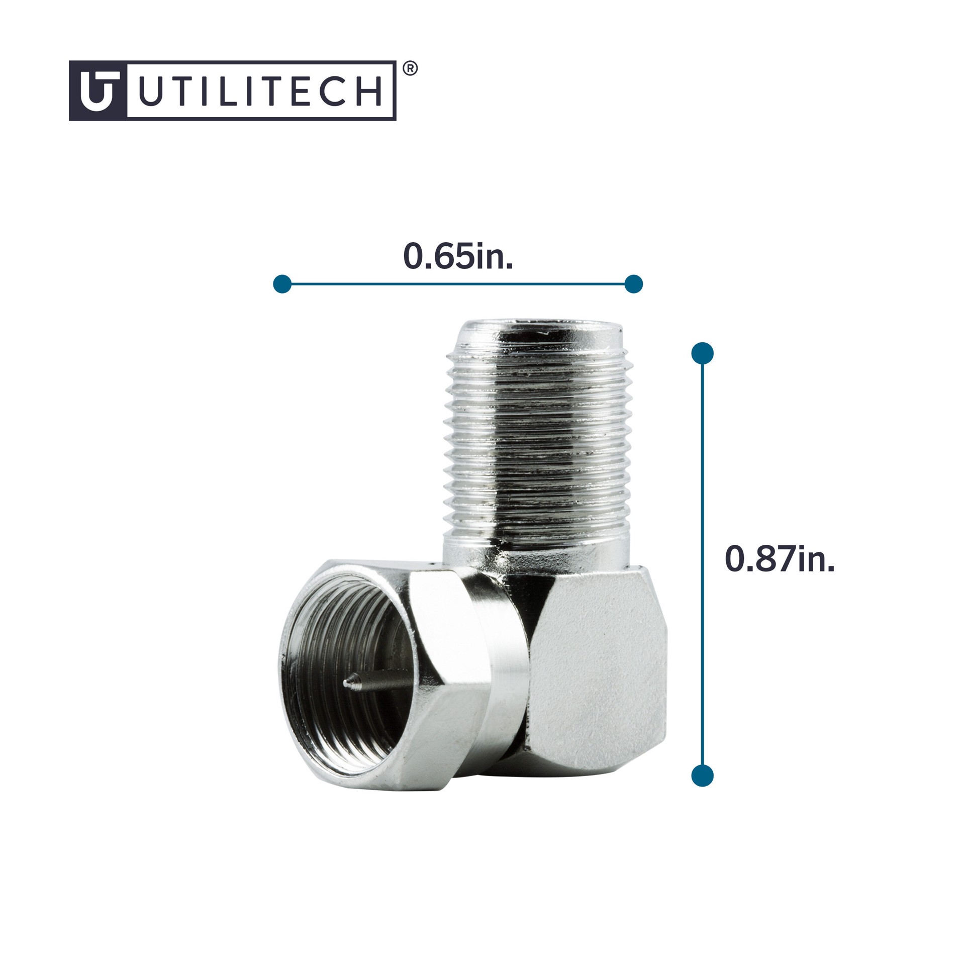 slide 2 of 6, Utilitech Nickel Right angle screw-on F-connector, 1 ct