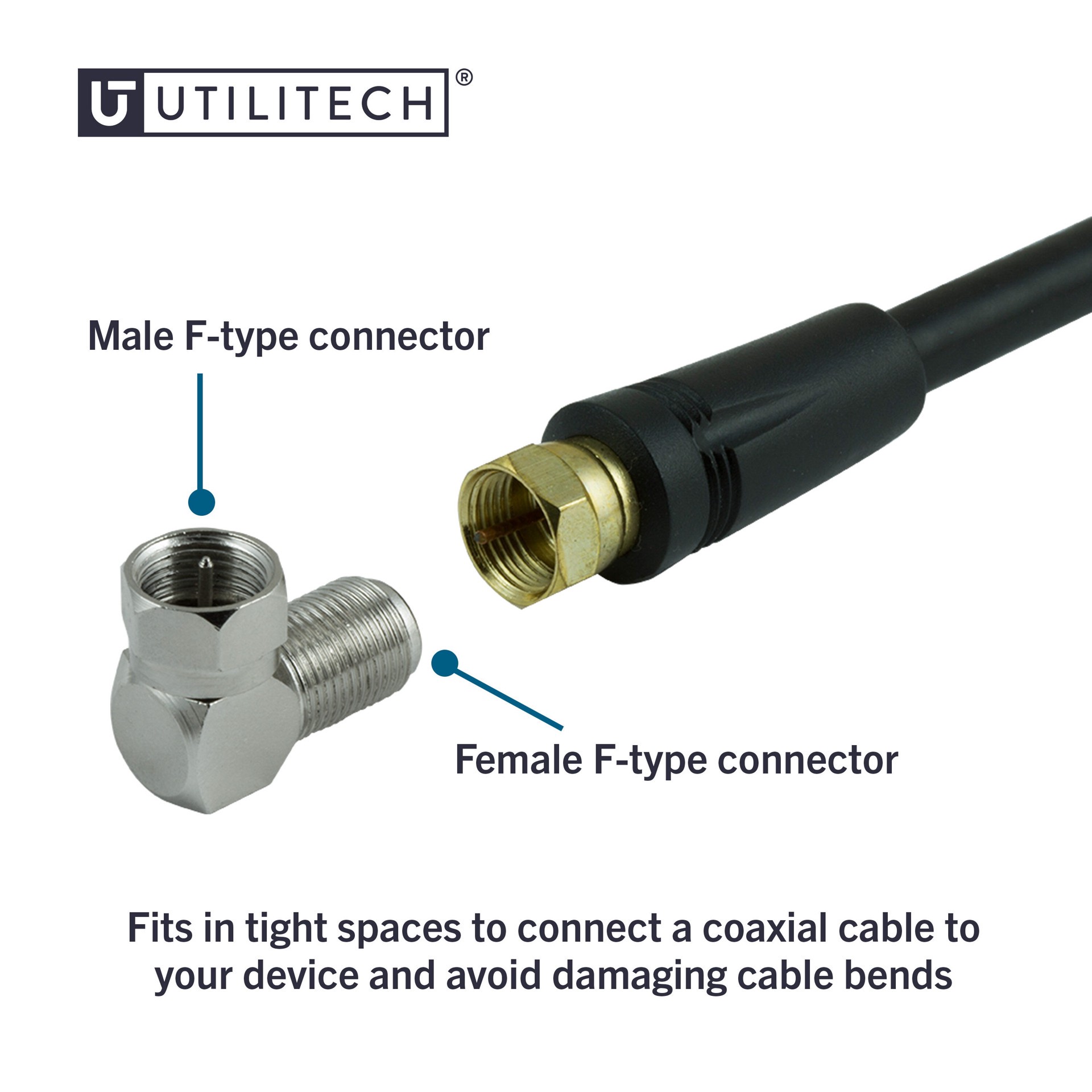 slide 3 of 6, Utilitech Nickel Right angle screw-on F-connector, 1 ct