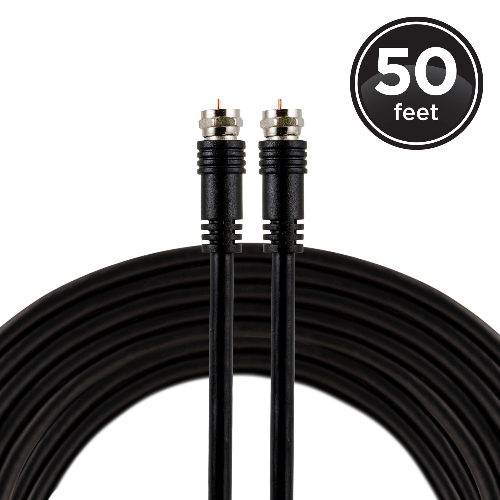 slide 1 of 6, Utilitech 50-ft RG6 Black Coaxial Cable, 1 ct