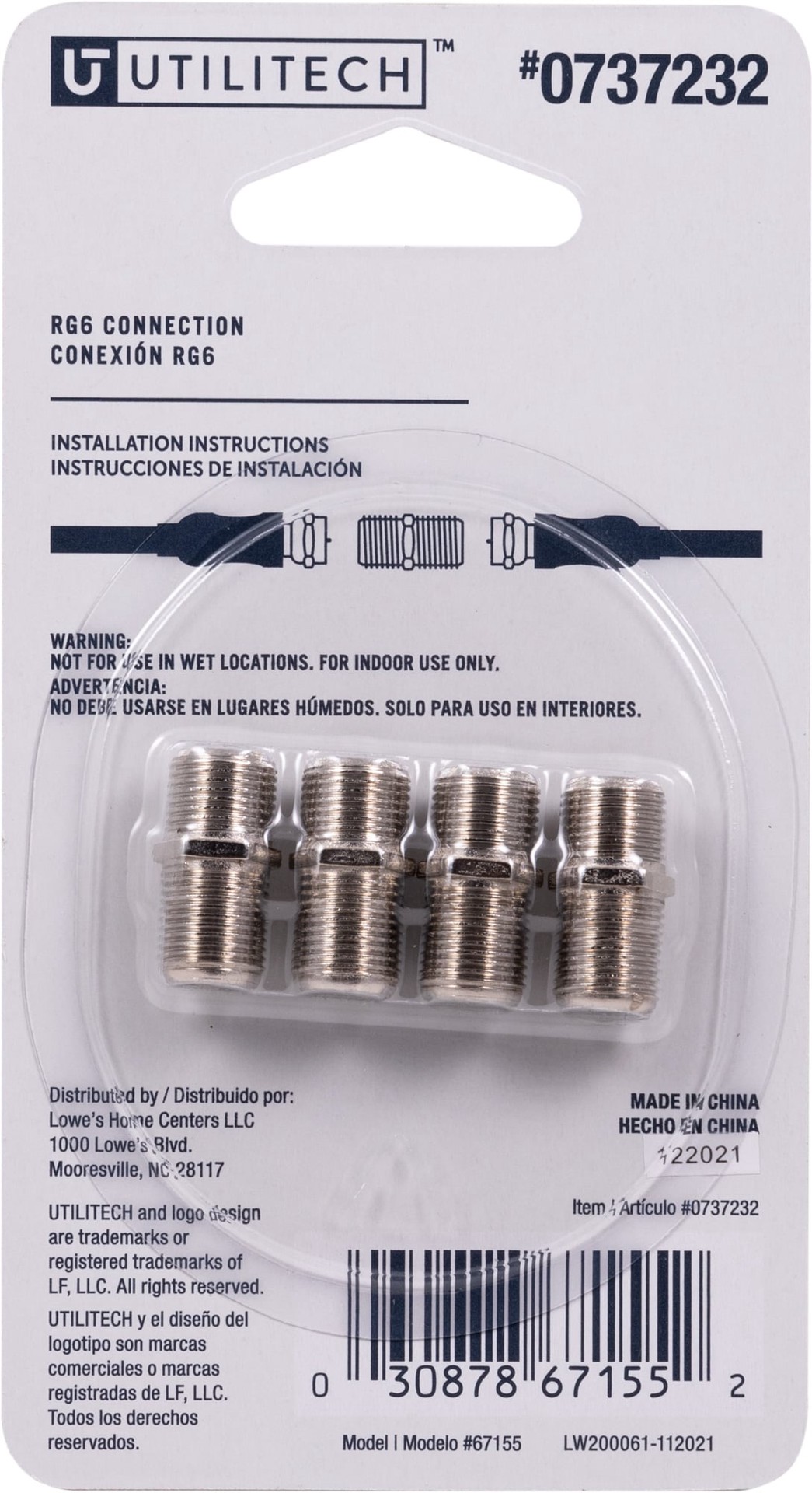 slide 6 of 6, Utilitech 4 -Pack Nickel Screw-on F-connector, 1 ct