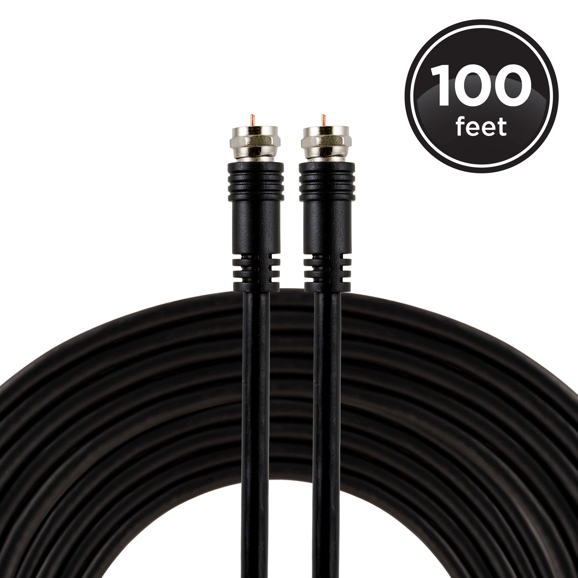 slide 1 of 6, Utilitech 100-ft RG6 Black Coaxial Cable, 1 ct