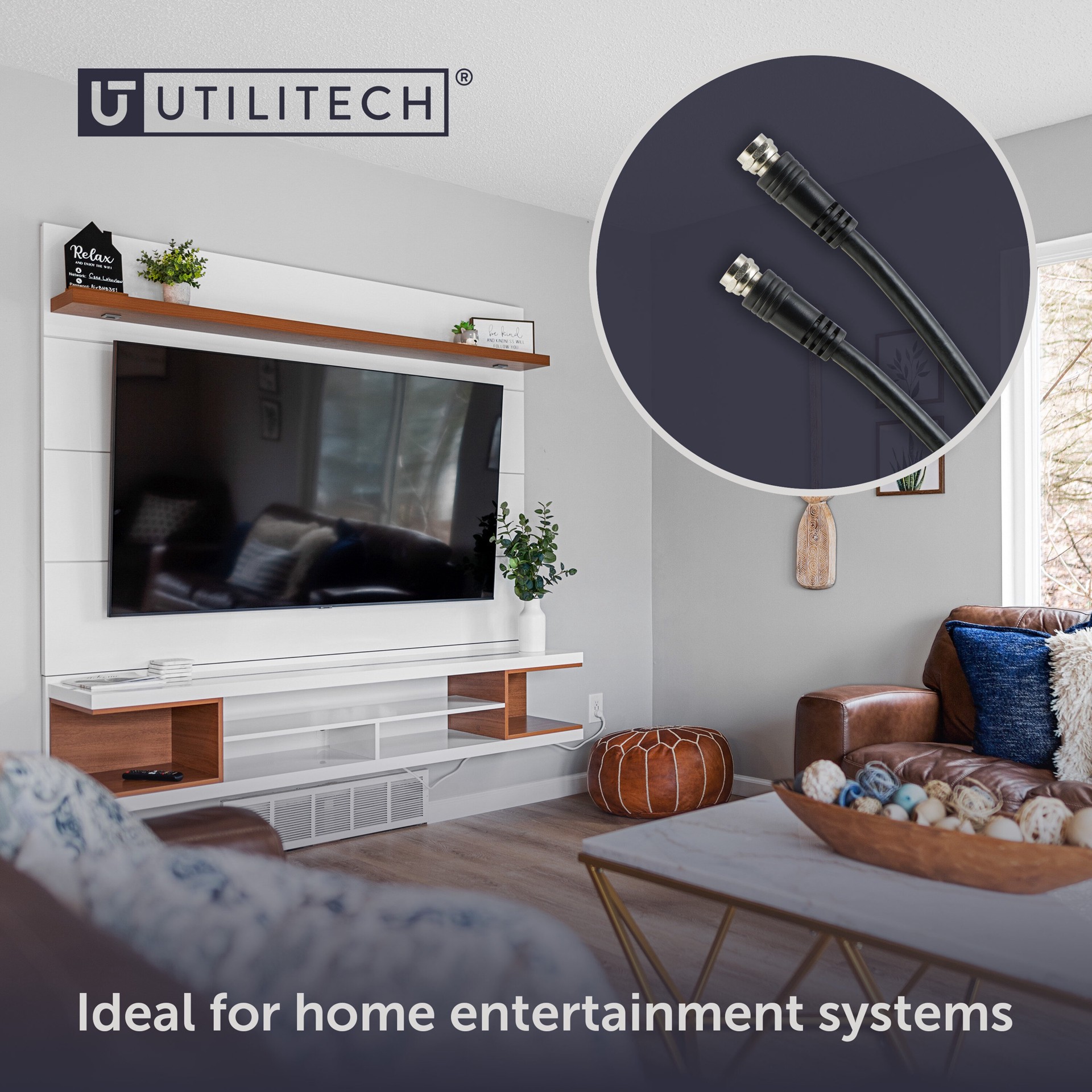 slide 4 of 6, Utilitech 100-ft RG6 Black Coaxial Cable, 1 ct