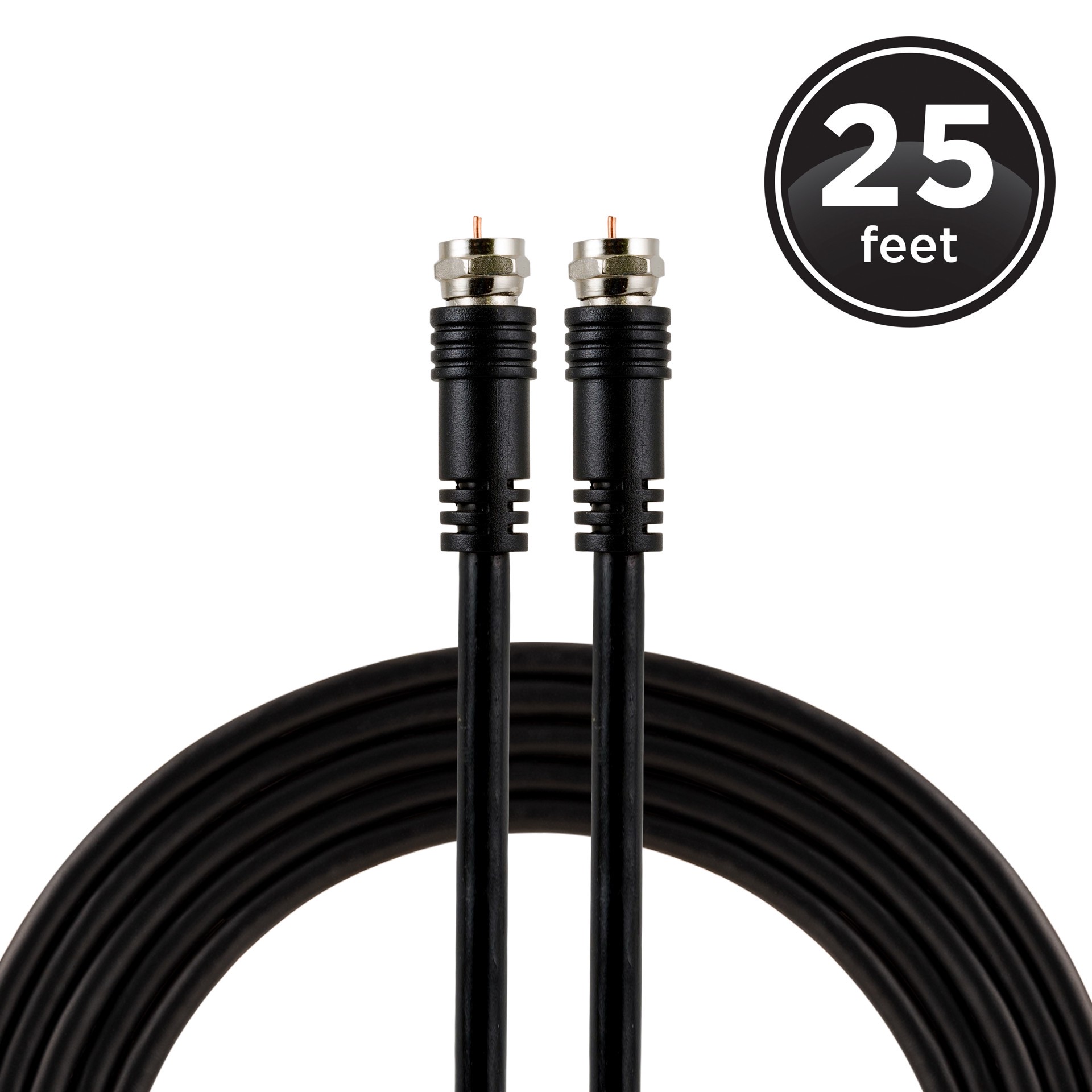 slide 1 of 6, Utilitech 25-ft RG6 Black Coaxial Cable, 1 ct