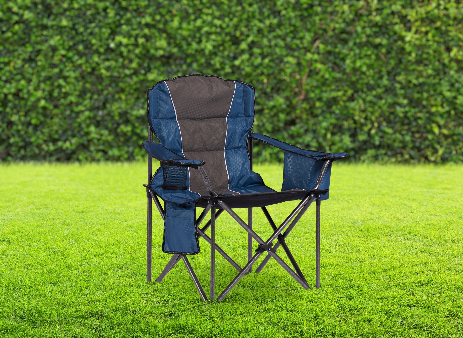 slide 2 of 6, Style Selections Polyester Blue and Gray Folding Camping chair Carrying Strap/Handle Included, 1 ct