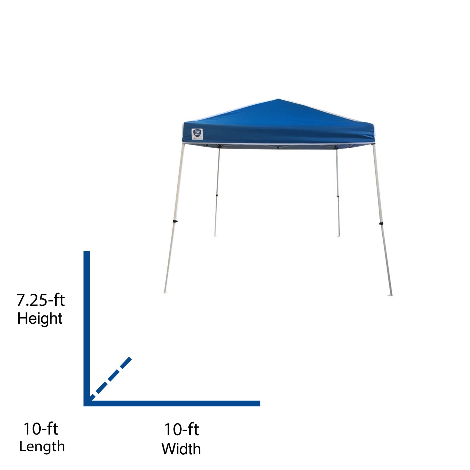slide 2 of 6, Z-Shade 10-ft x 10-ft Rectangle White steel frame with blue fabric top Pop-up canopy, 1 ct