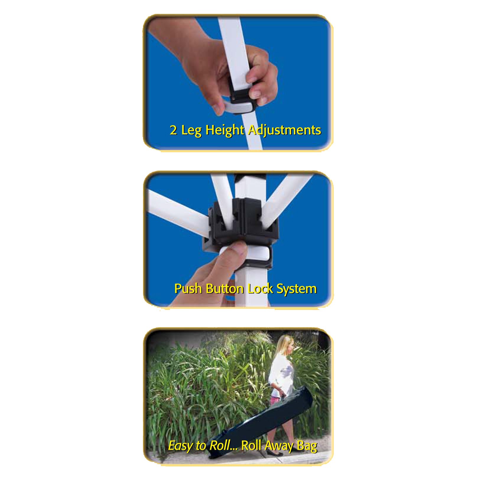 slide 3 of 6, Z-Shade 10-ft x 10-ft Rectangle White steel frame with blue fabric top Pop-up canopy, 1 ct