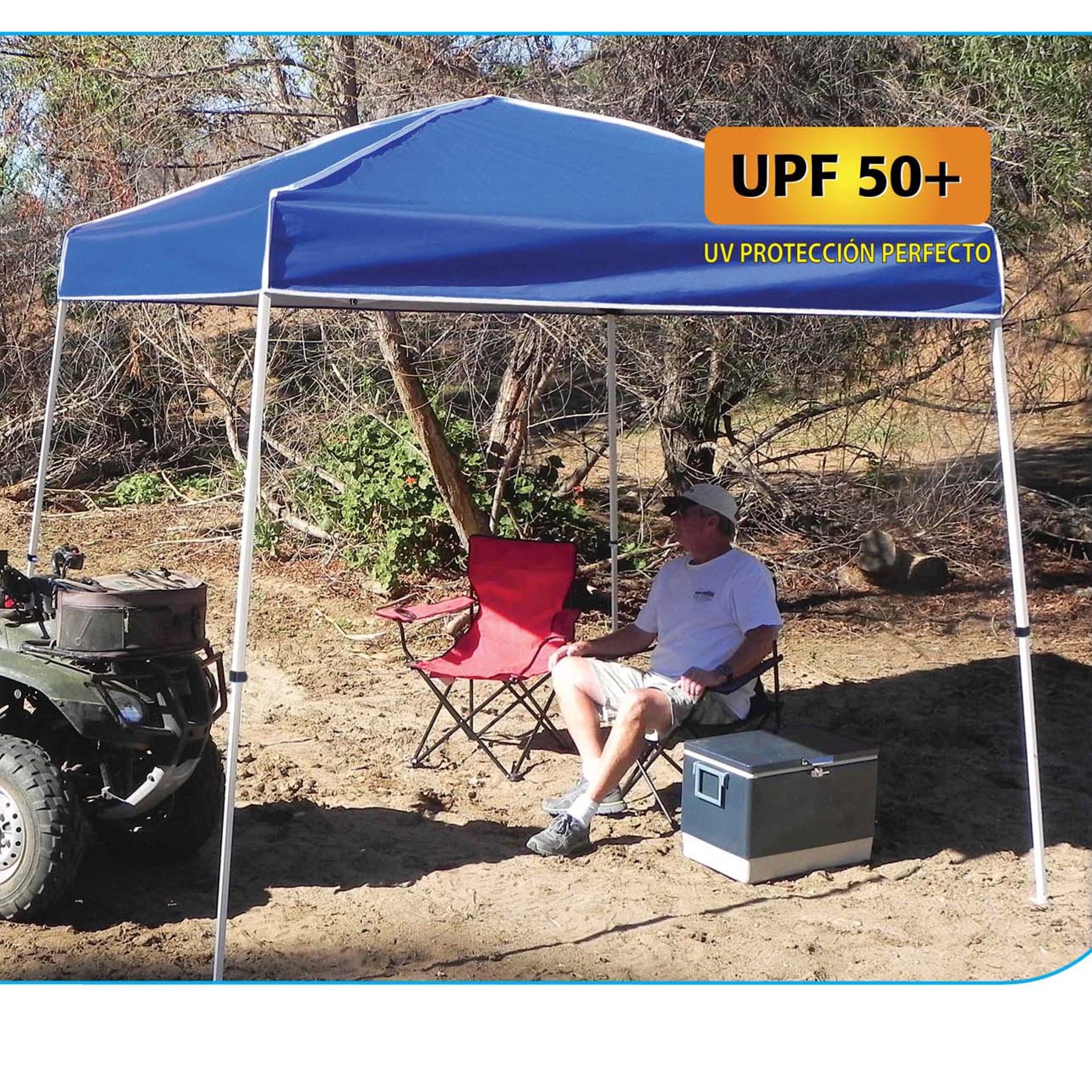 slide 4 of 6, Z-Shade 10-ft x 10-ft Rectangle White steel frame with blue fabric top Pop-up canopy, 1 ct