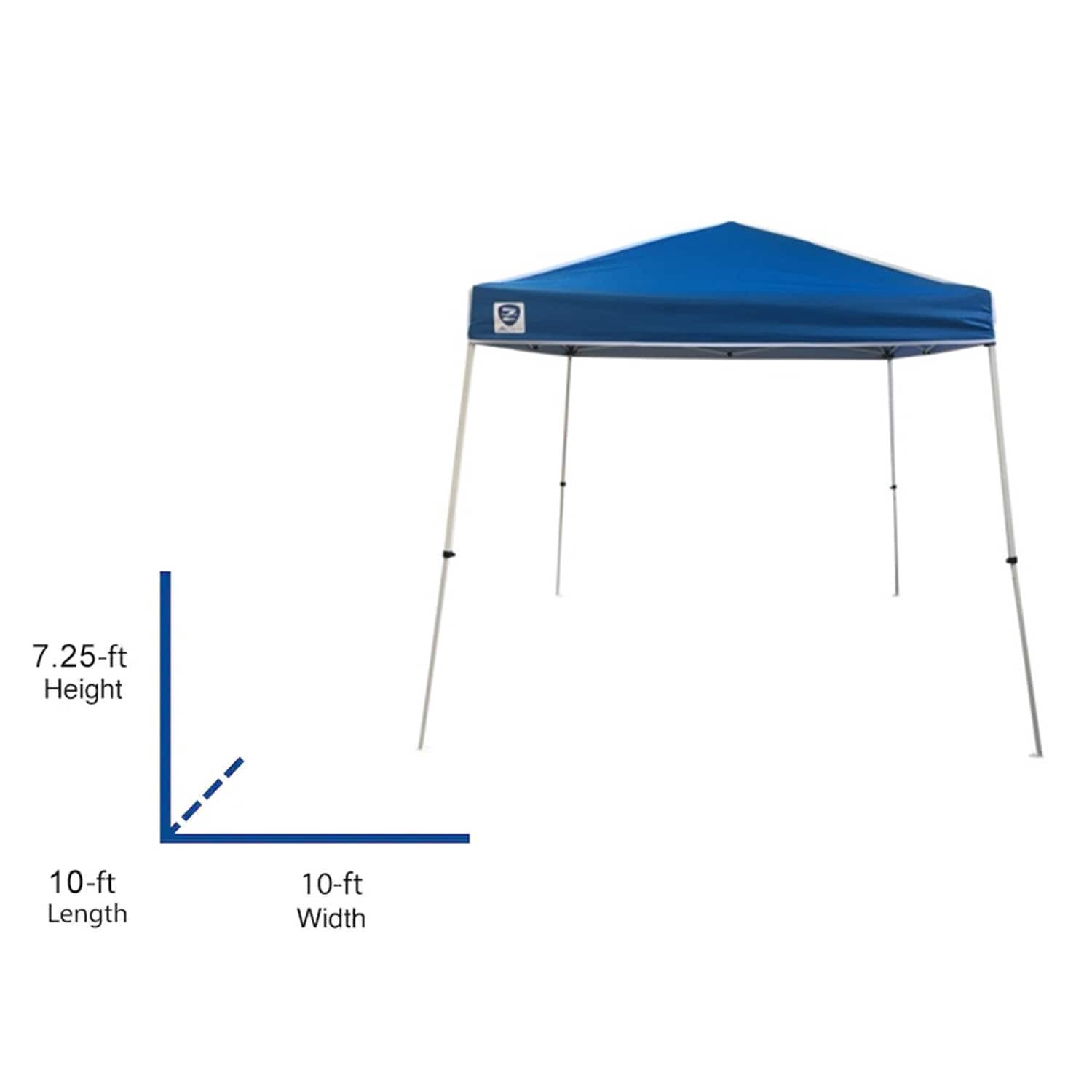 slide 5 of 6, Z-Shade 10-ft x 10-ft Rectangle White steel frame with blue fabric top Pop-up canopy, 1 ct