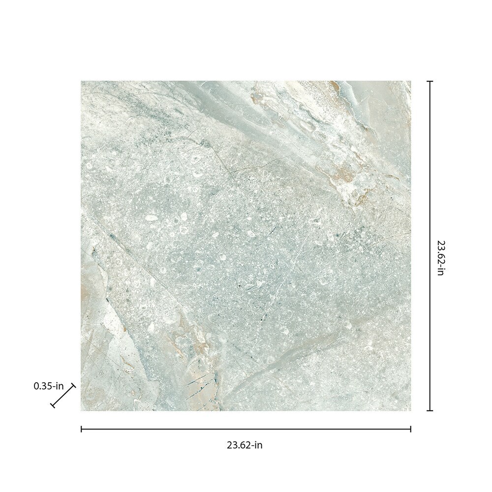 slide 4 of 6, Origin 21 Blue 24-in x 24-in Polished Porcelain Encaustic Floor and Wall Tile (3.875-sq. ft/ Piece), 1 ct