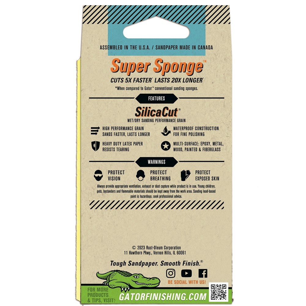 slide 2 of 6, Gator Super Sponge Ultra fine 600-Grit Sanding sponge 3-in x 5-in, 1 ct
