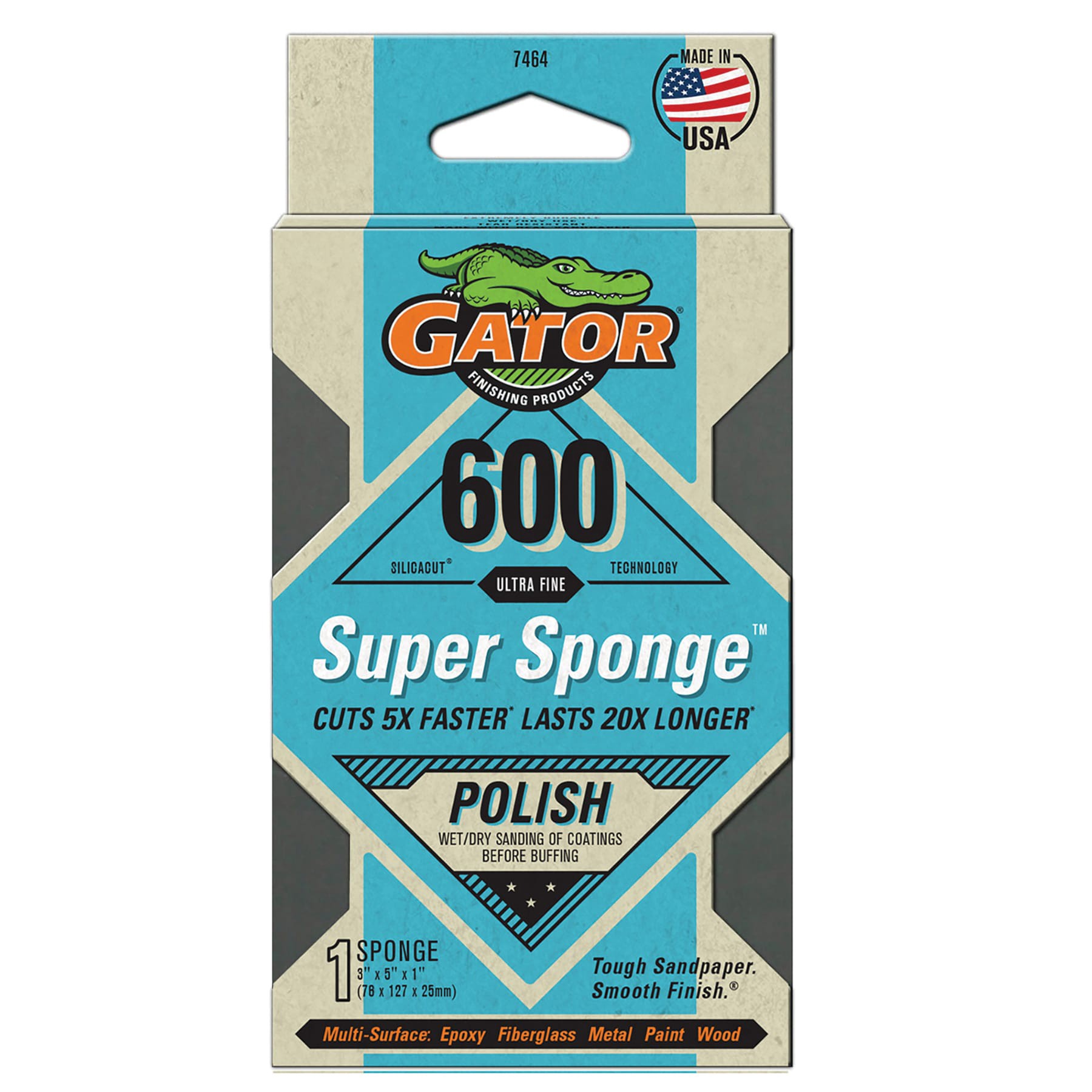 slide 1 of 6, Gator Super Sponge Ultra fine 600-Grit Sanding sponge 3-in x 5-in, 1 ct