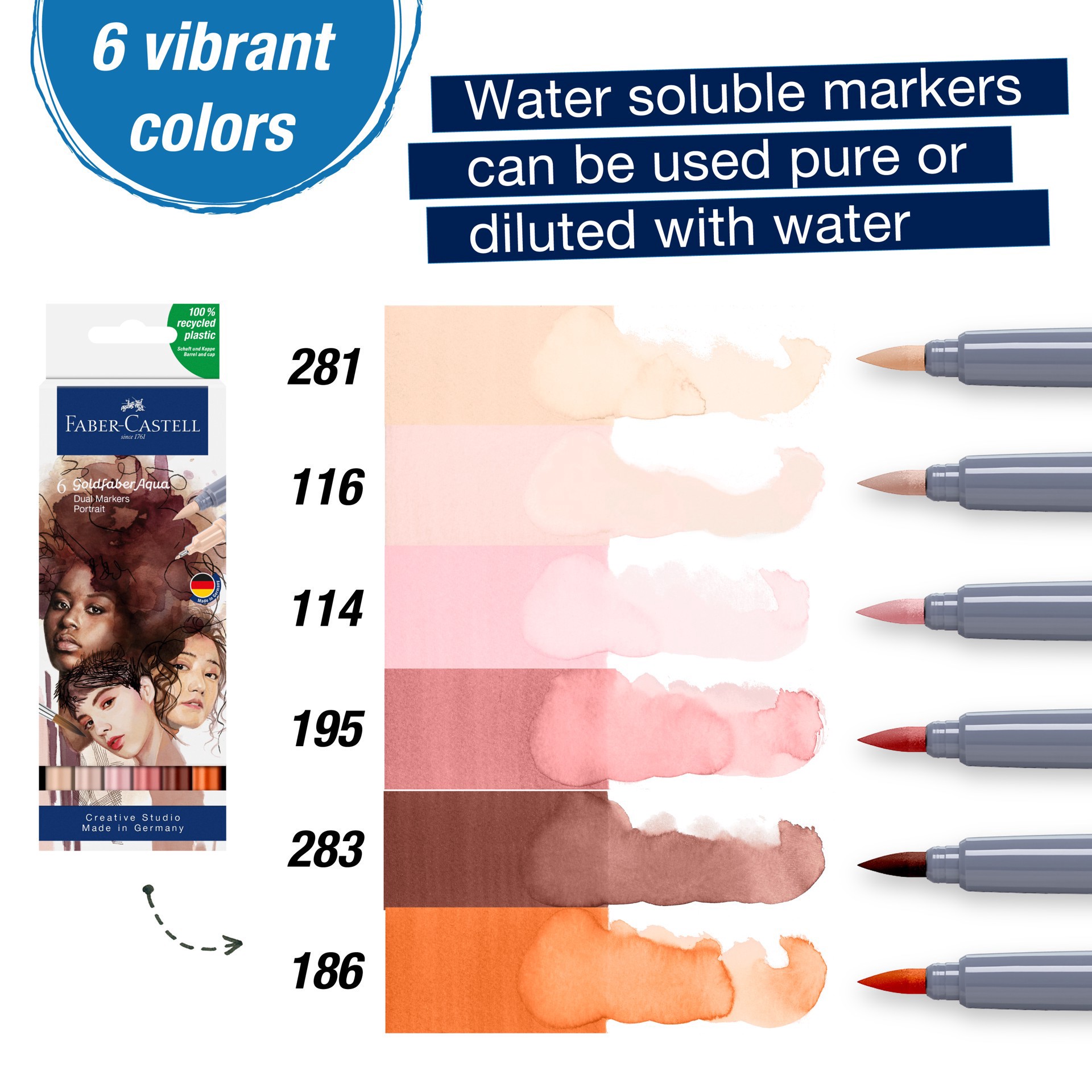 slide 5 of 6, Faber-Castell Goldfaber Aqua Portrait Dual-Tip Marker Set, 1 ct
