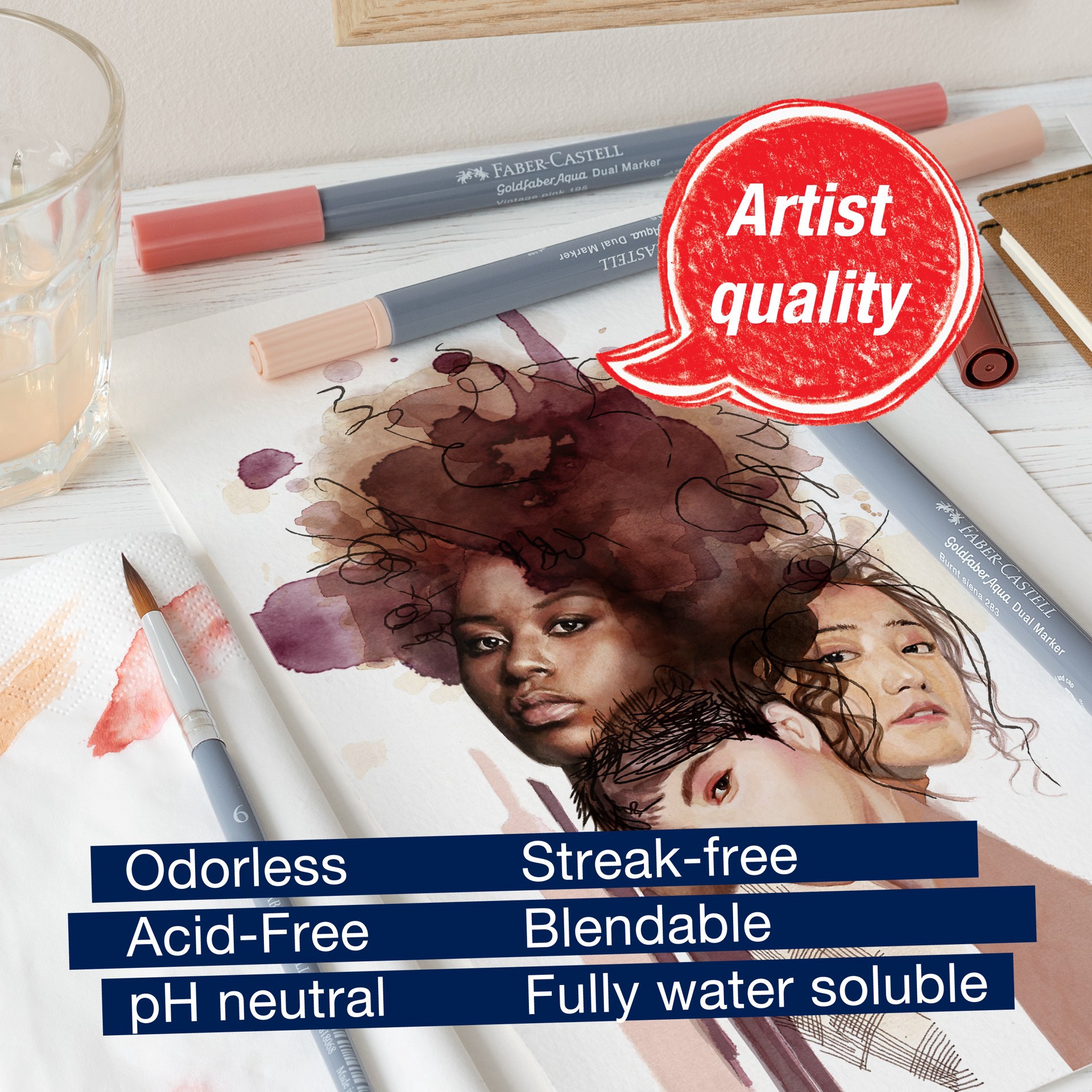 slide 2 of 6, Faber-Castell Goldfaber Aqua Portrait Dual-Tip Marker Set, 1 ct