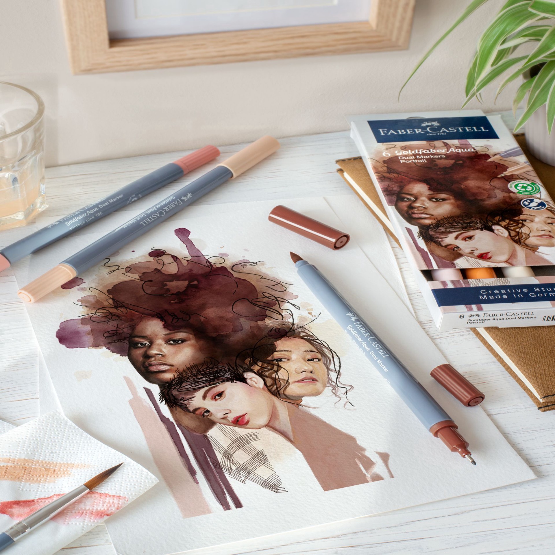 slide 3 of 6, Faber-Castell Goldfaber Aqua Portrait Dual-Tip Marker Set, 1 ct