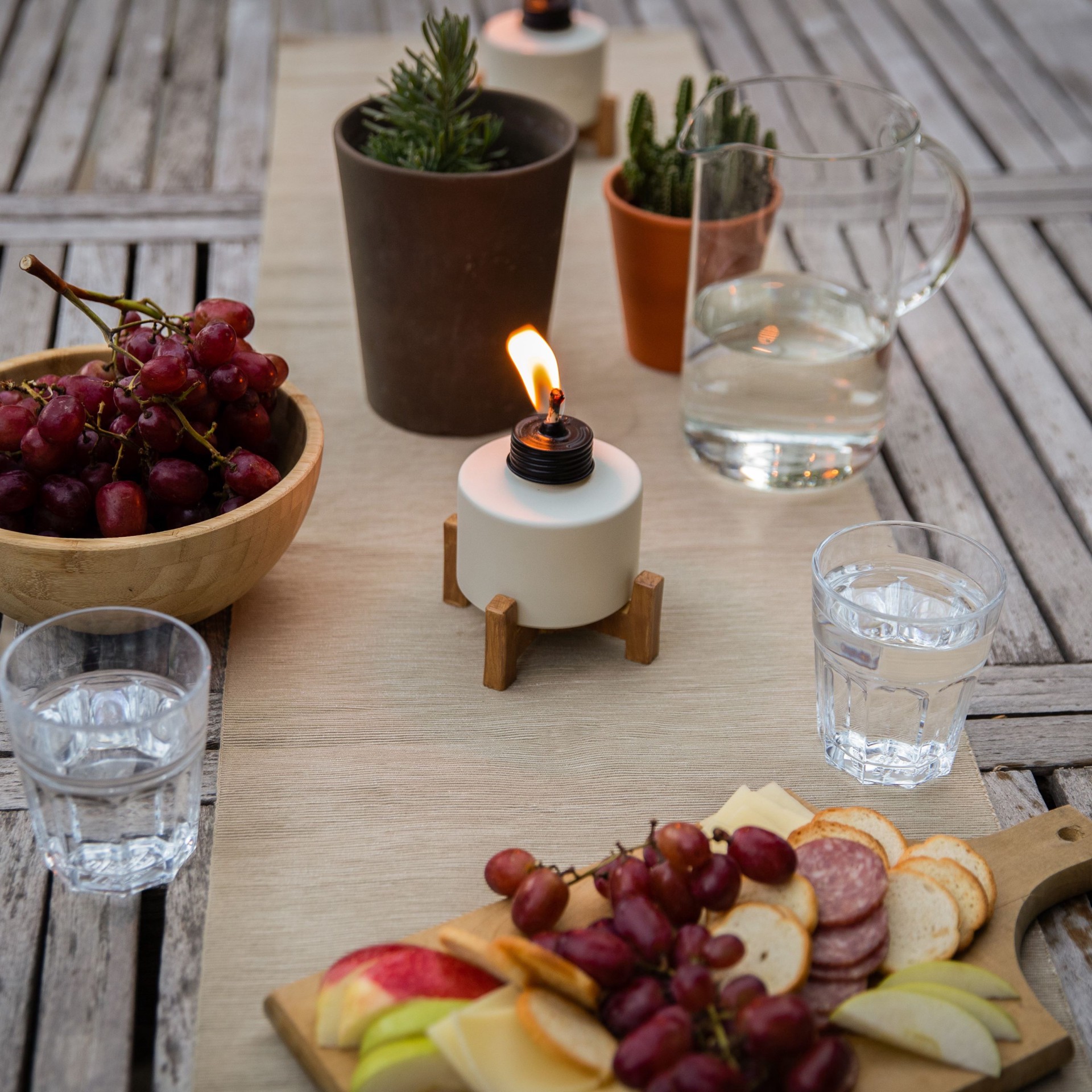 slide 4 of 6, TIKI TIKI Brand Tabletop Torch 5 Inches Cool Gray Matte Glass Tabletop torch, 1 ct