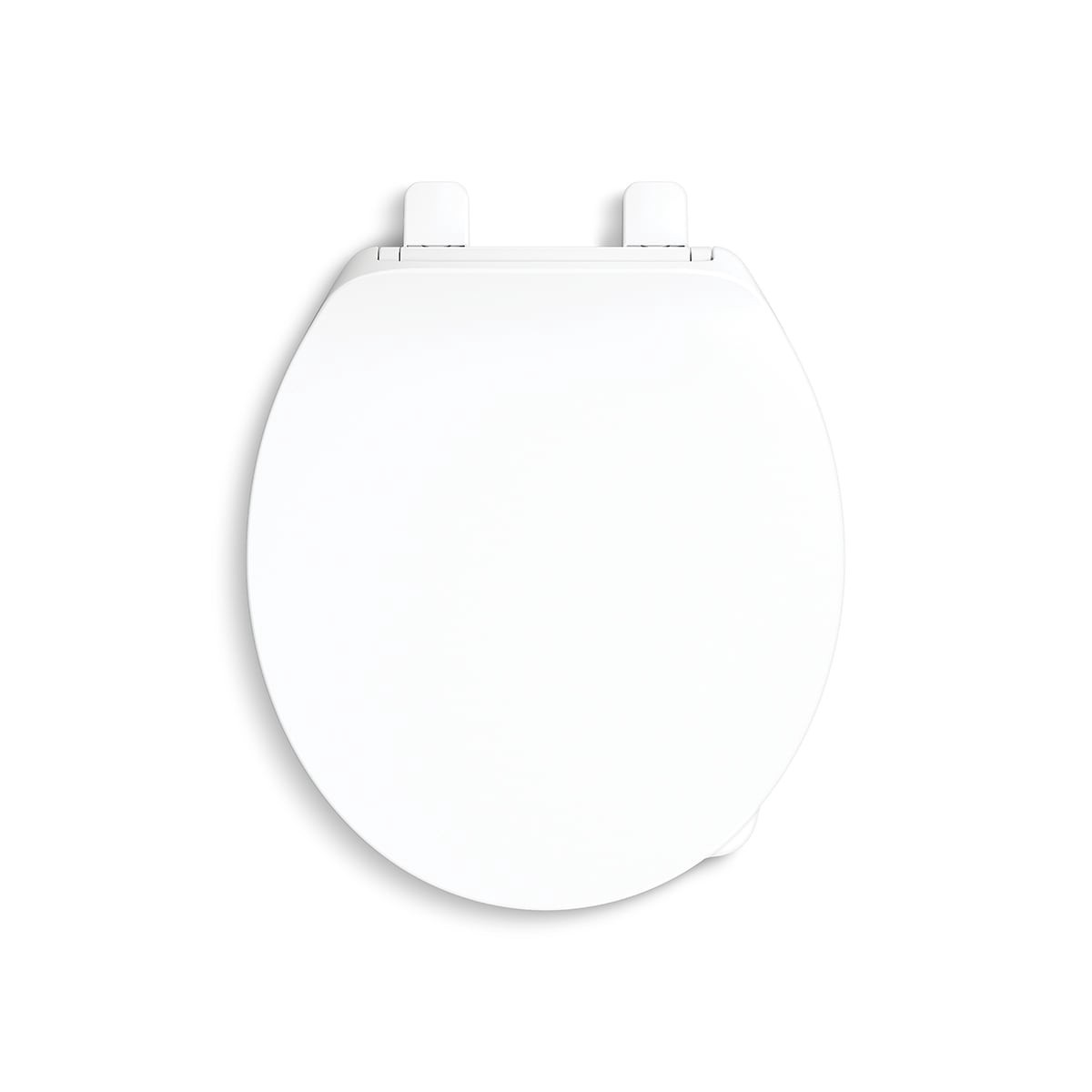 slide 3 of 6, KOHLER Drift Tab Plastic White Round Soft Close Toilet Seat, 1 ct