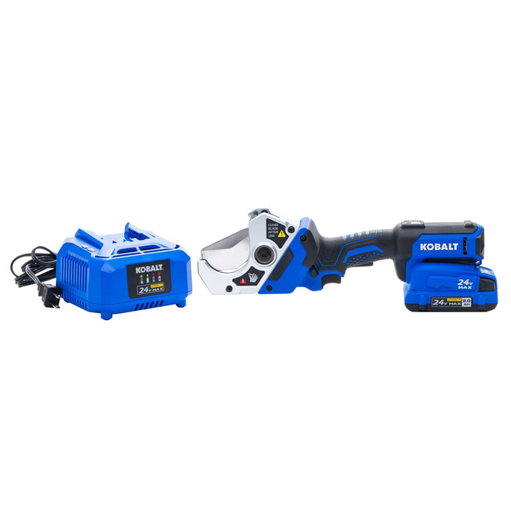 slide 2 of 6, Kobalt 24v 24-volt 2-3/8 Multipurpose PVC PEX cutter 2 Ah Cordless Battery Included , Charger Included, 1 ct