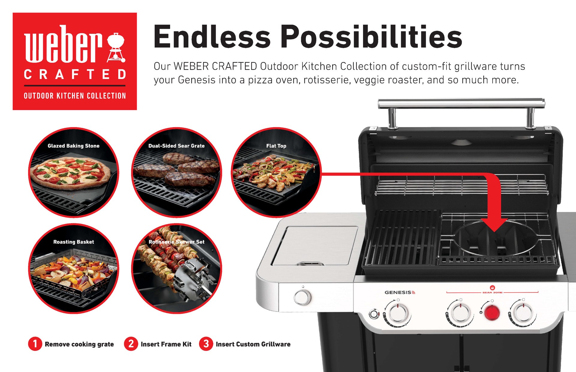 slide 6 of 6, Weber Crafted Spirit 300 20.38-in x 19-in 2 -Pack Rectangle Porcelain-coated cast iron Cooking grate, 1 ct