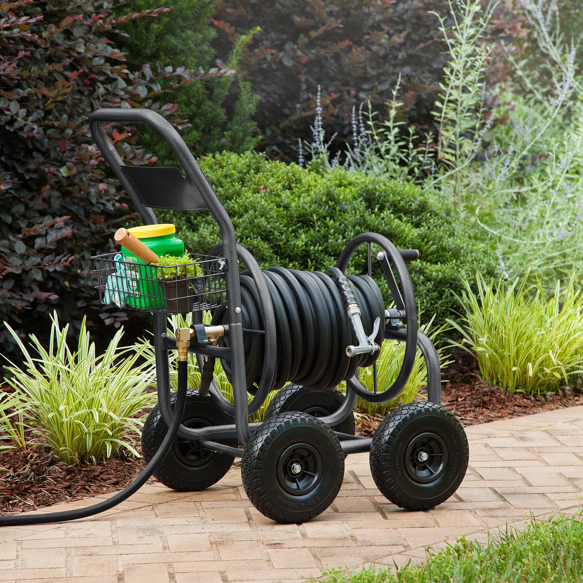 slide 5 of 6, Style Selections Steel 250-ft Cart Hose Reel, 1 ct