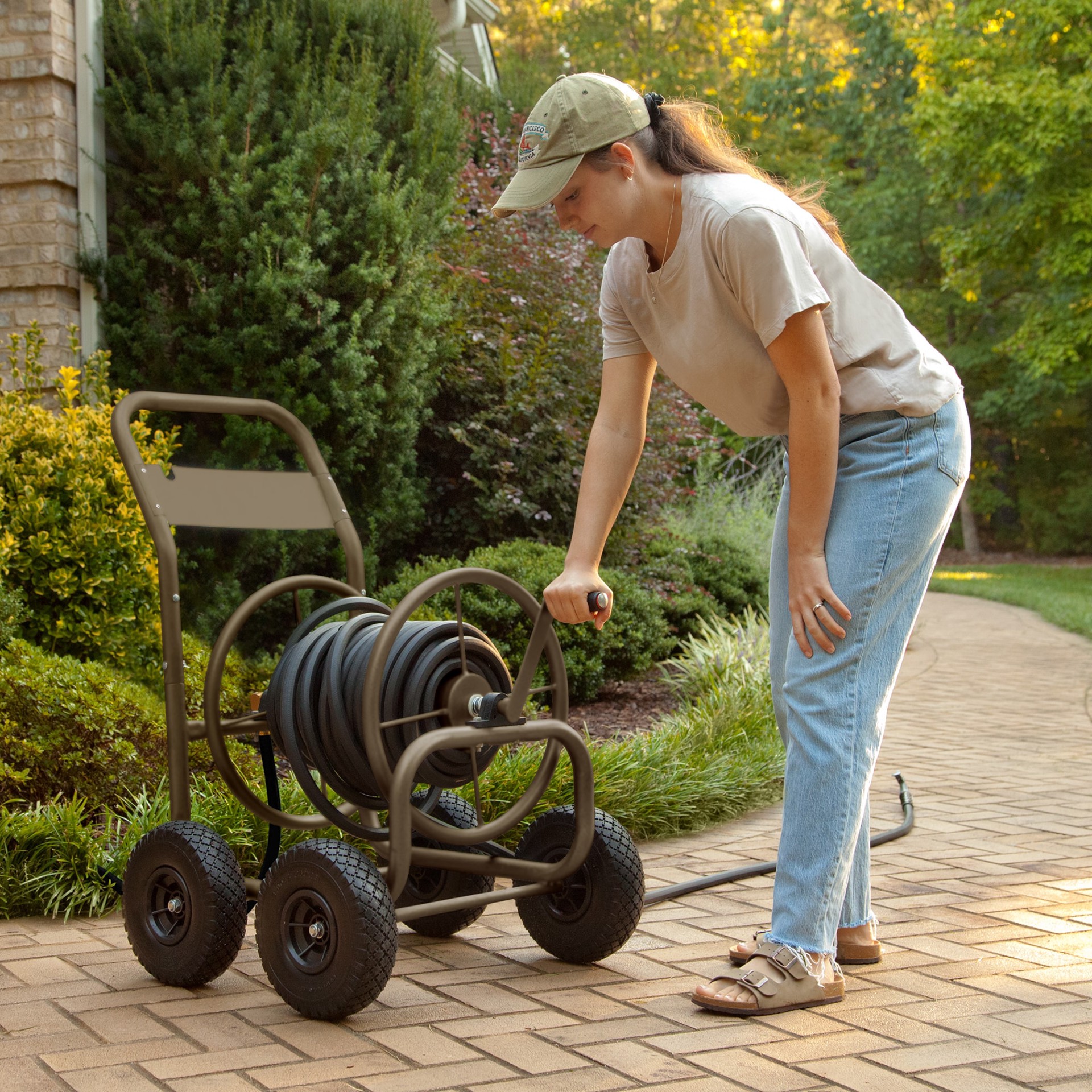 slide 6 of 6, Style Selections Steel 250-ft Cart Hose Reel, 1 ct
