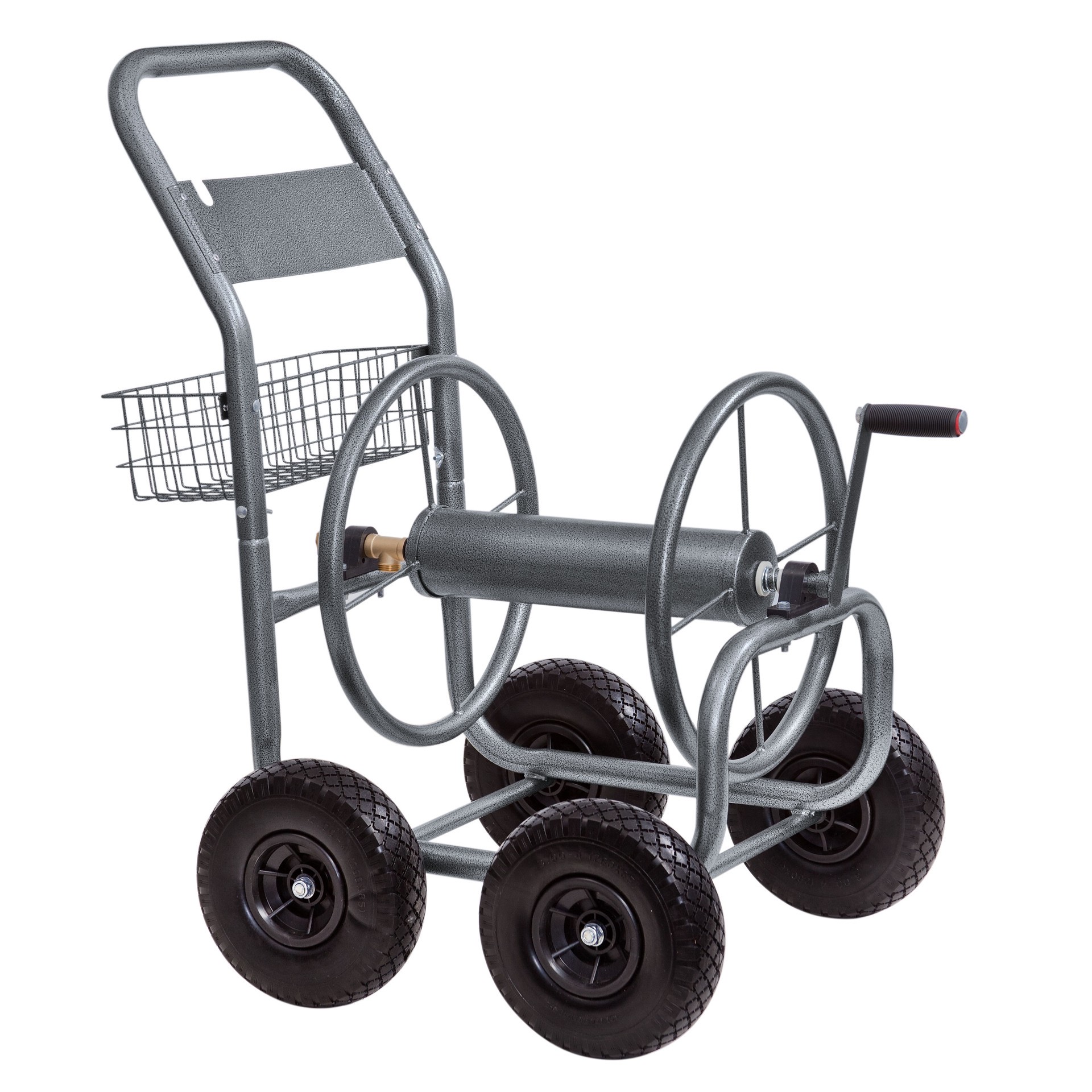 slide 1 of 6, Style Selections Steel 250-ft Cart Hose Reel, 1 ct