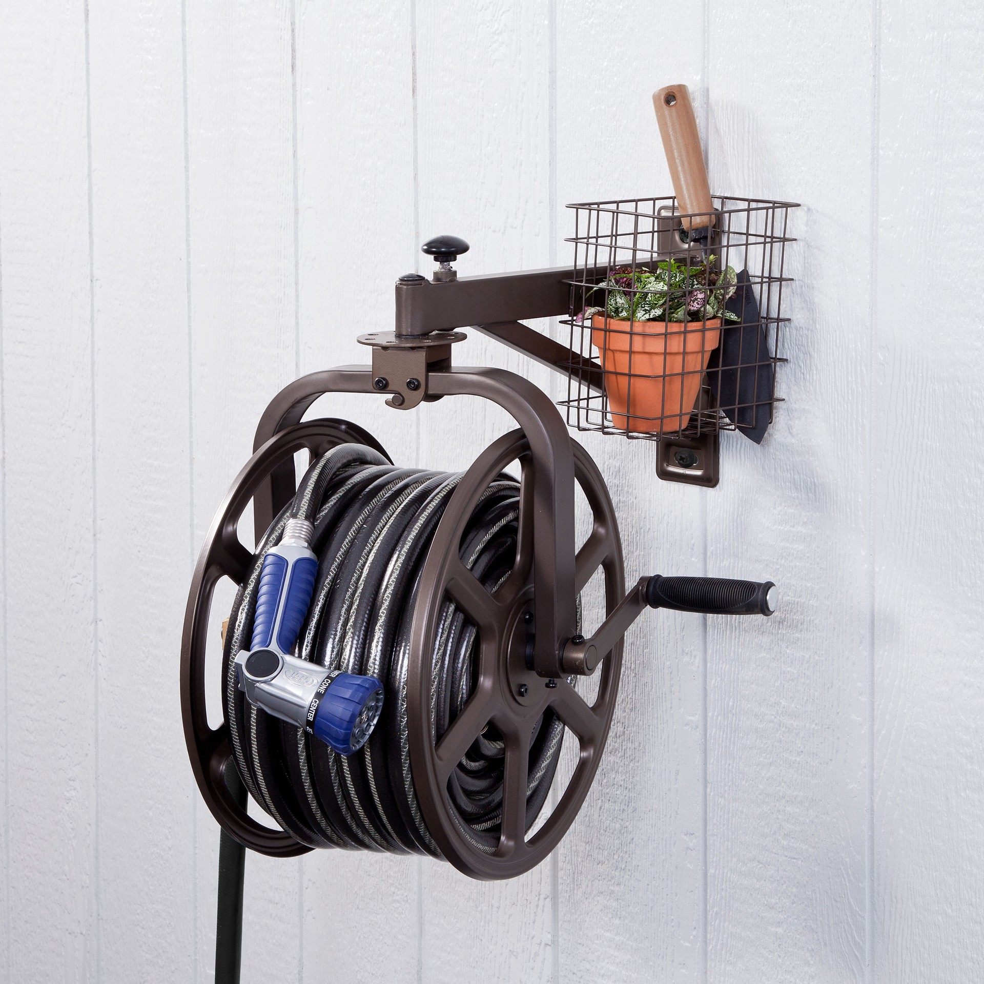 slide 3 of 6, Style Selections Steel 125-ft Wall-mount Hose Reel, 1 ct