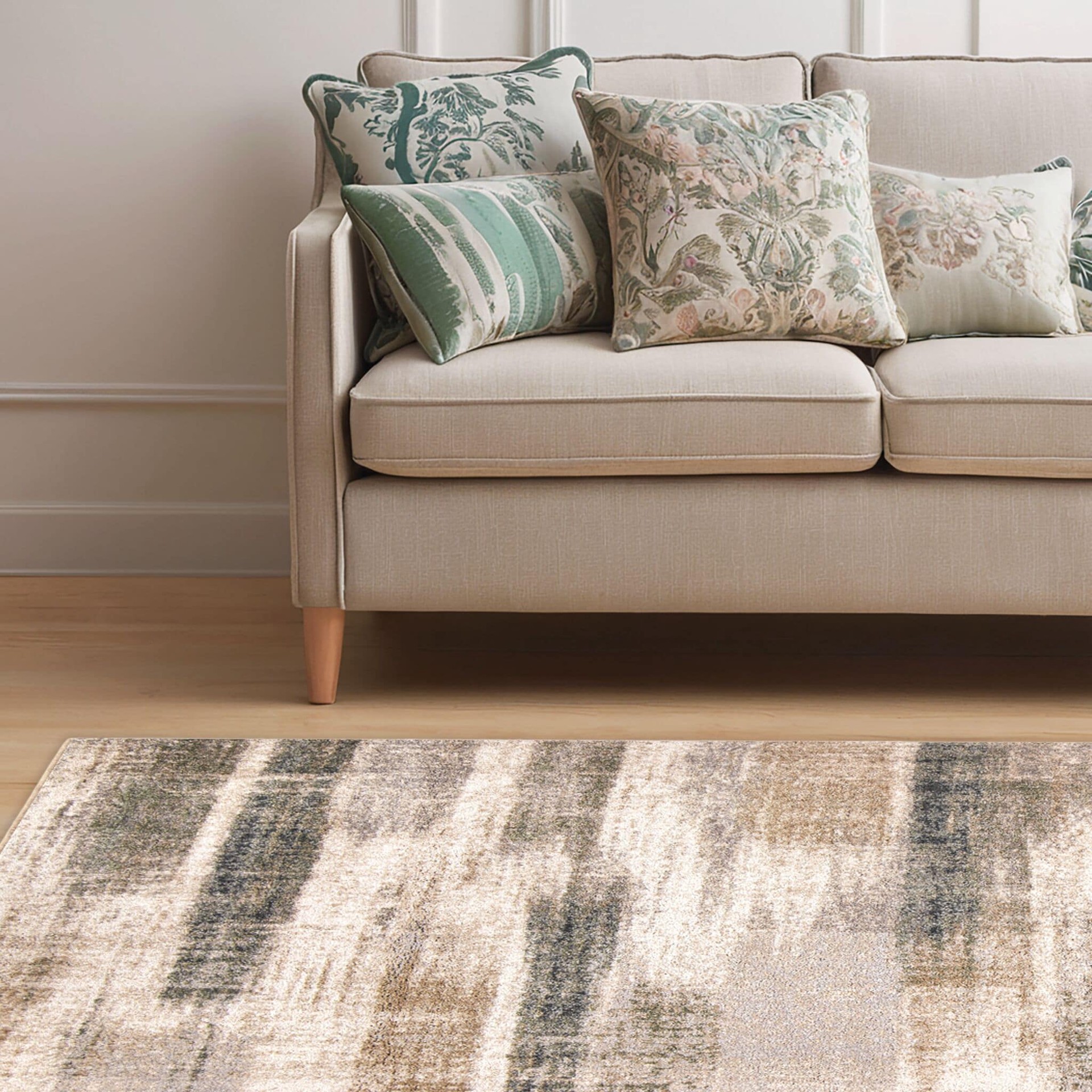 slide 2 of 6, allen + roth with STAINMASTER Multiscape 5 x 8 (ft) Cream Rectangular Indoor Abstract Farmhouse/Cottage Pet Friendly Area rug, 1 ct