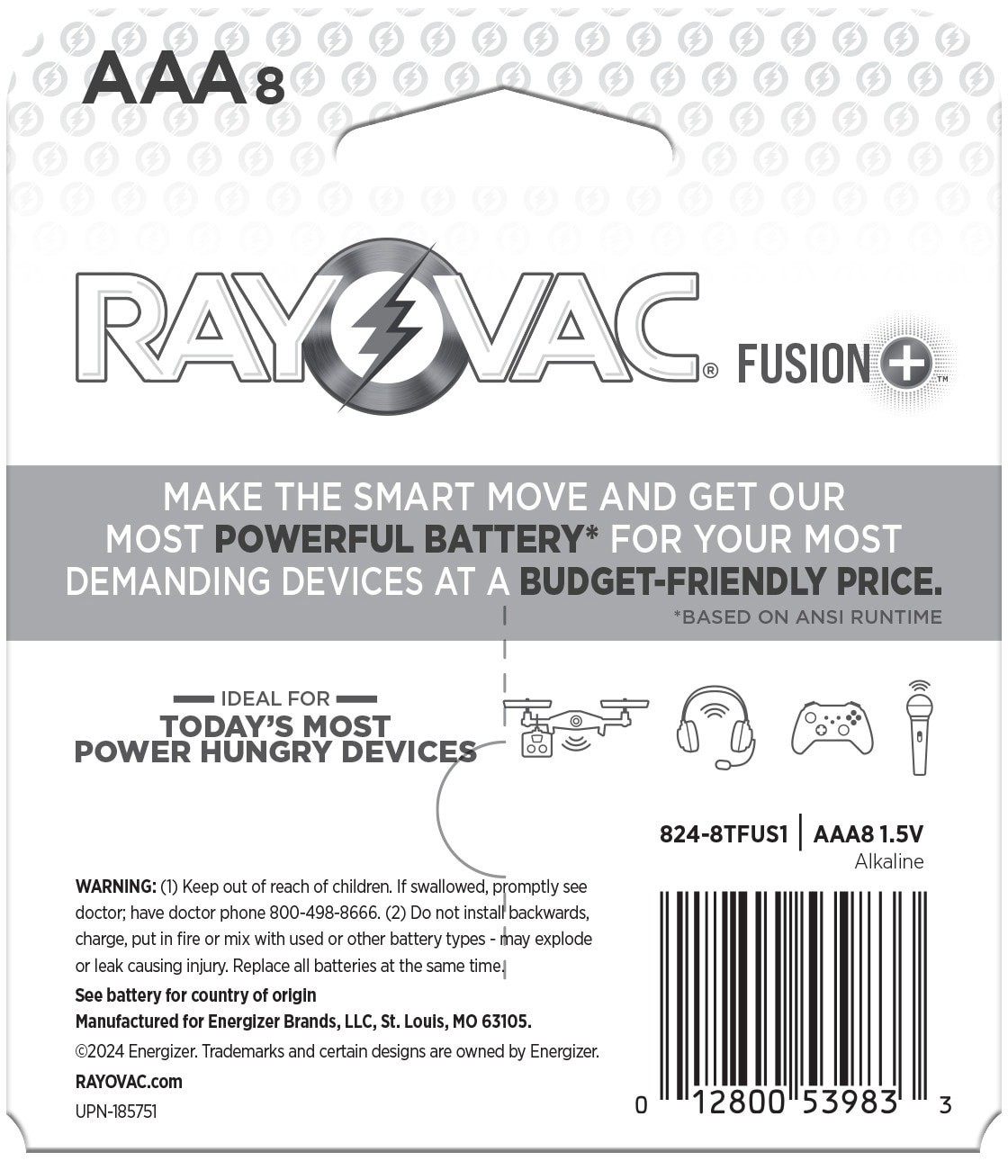 slide 2 of 6, Rayovac Fusion Alkaline AAA Batteries ( 8 -Pack), 1 ct