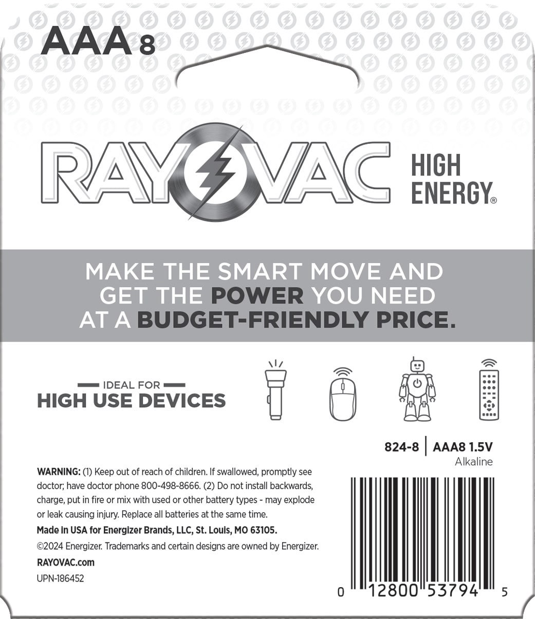 slide 2 of 6, Rayovac Alkaline AAA Batteries ( 8 -Pack), 1 ct