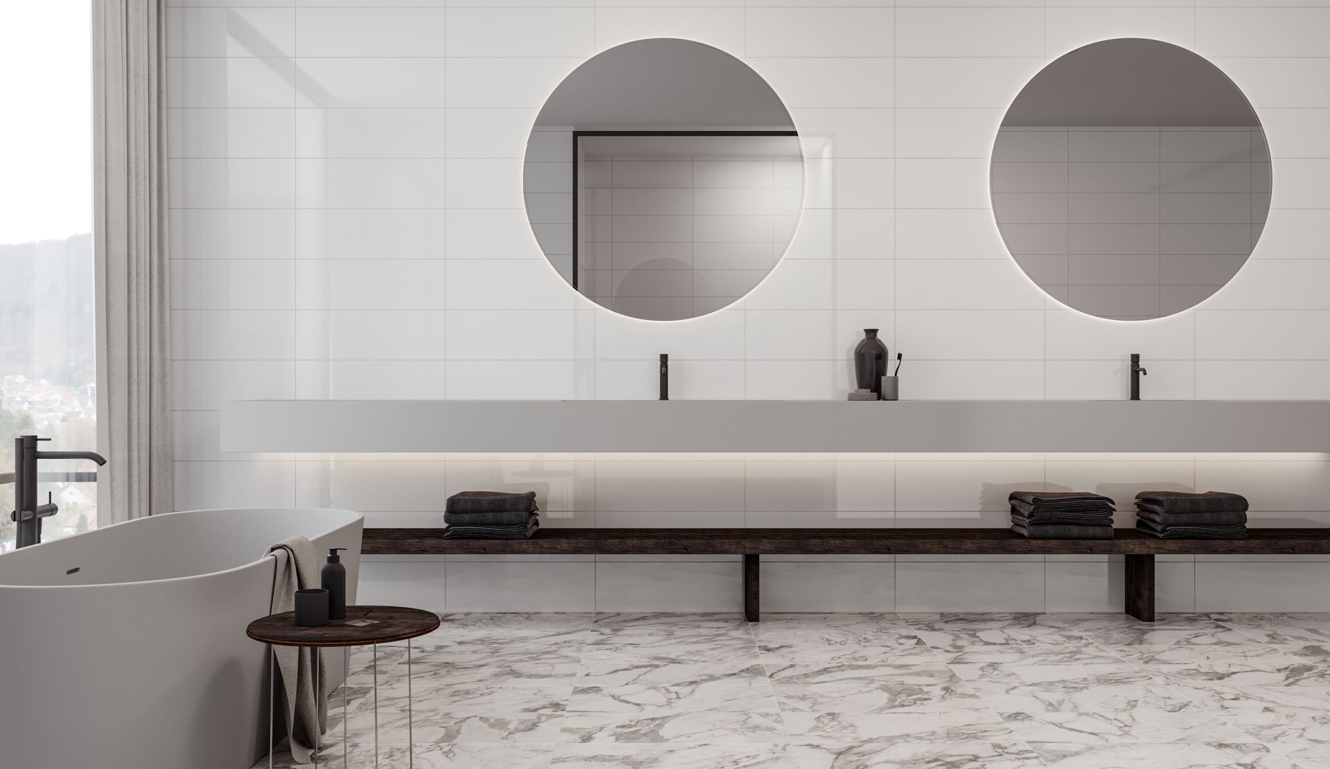 slide 6 of 6, Origin 21 Arabescato Lumino 12-in x 24-in Matte Porcelain Floor and Wall Tile ( 1.93-sq ft Piece ), 1 ct