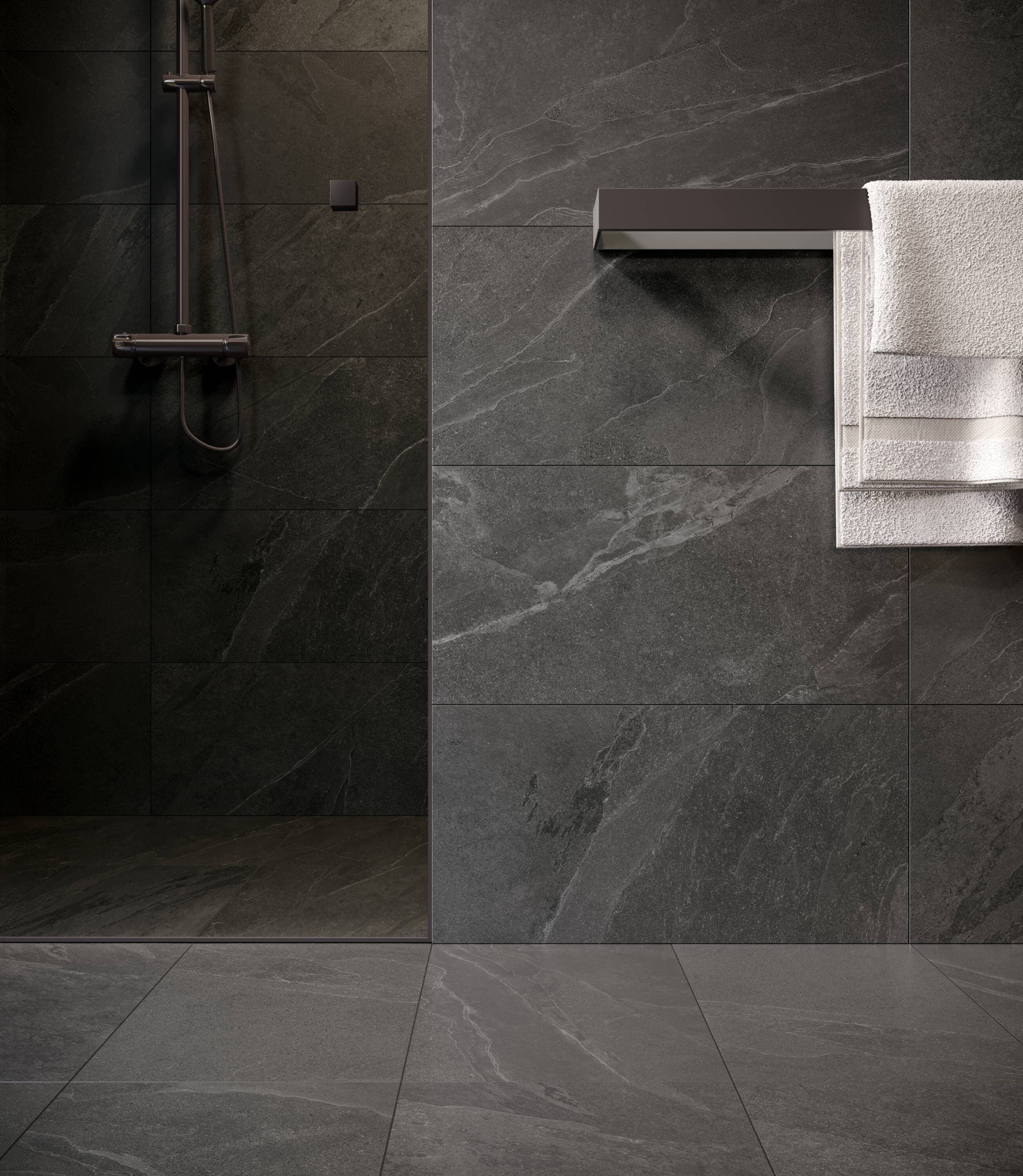 slide 3 of 6, Satori Gios Graphite 12-in x 24-in Matte Porcelain Floor and Wall Tile ( 1.93-sq ft Piece ), 1 ct
